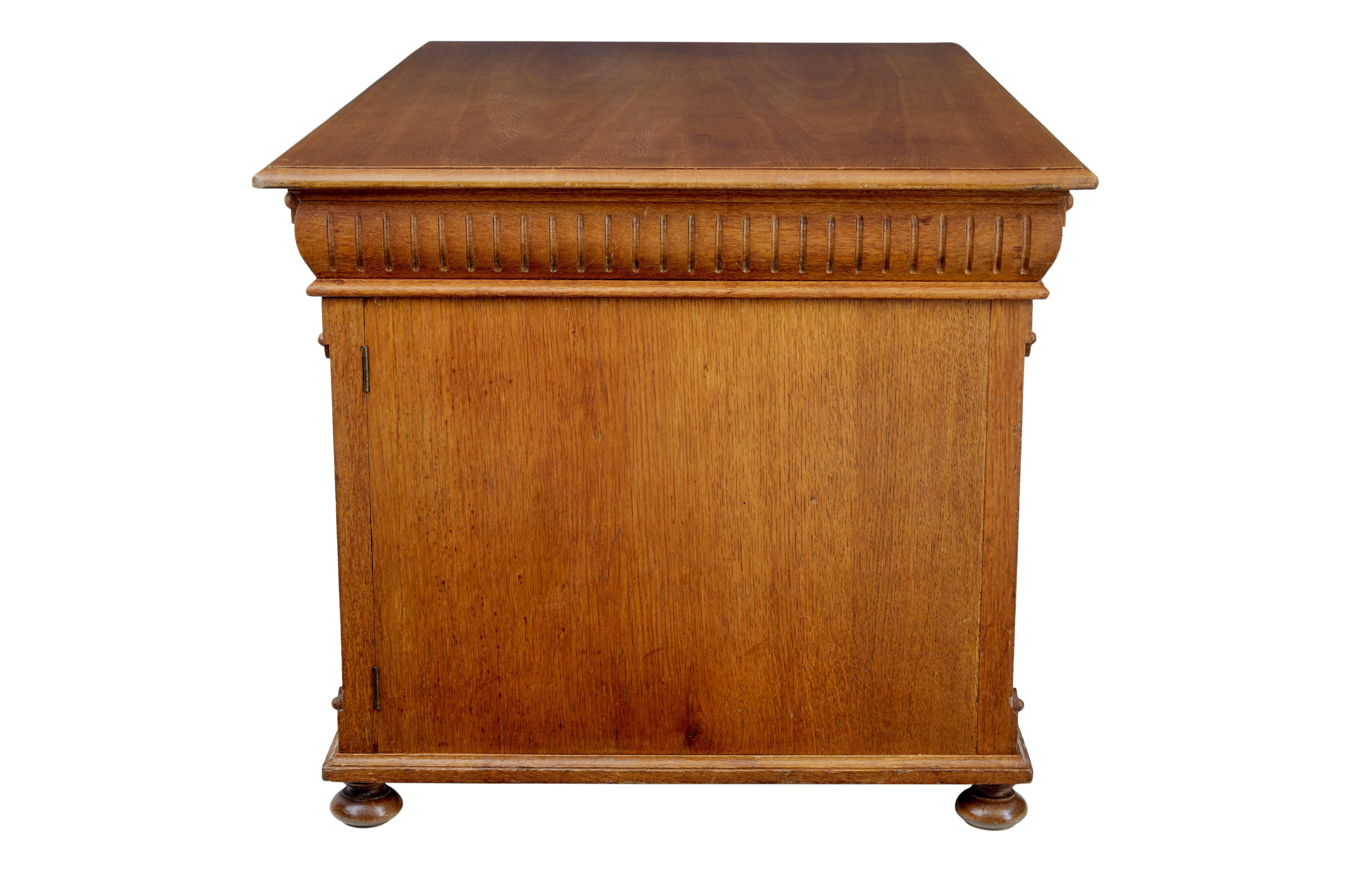 British 19th Century Carved Oak Pedestal Desk