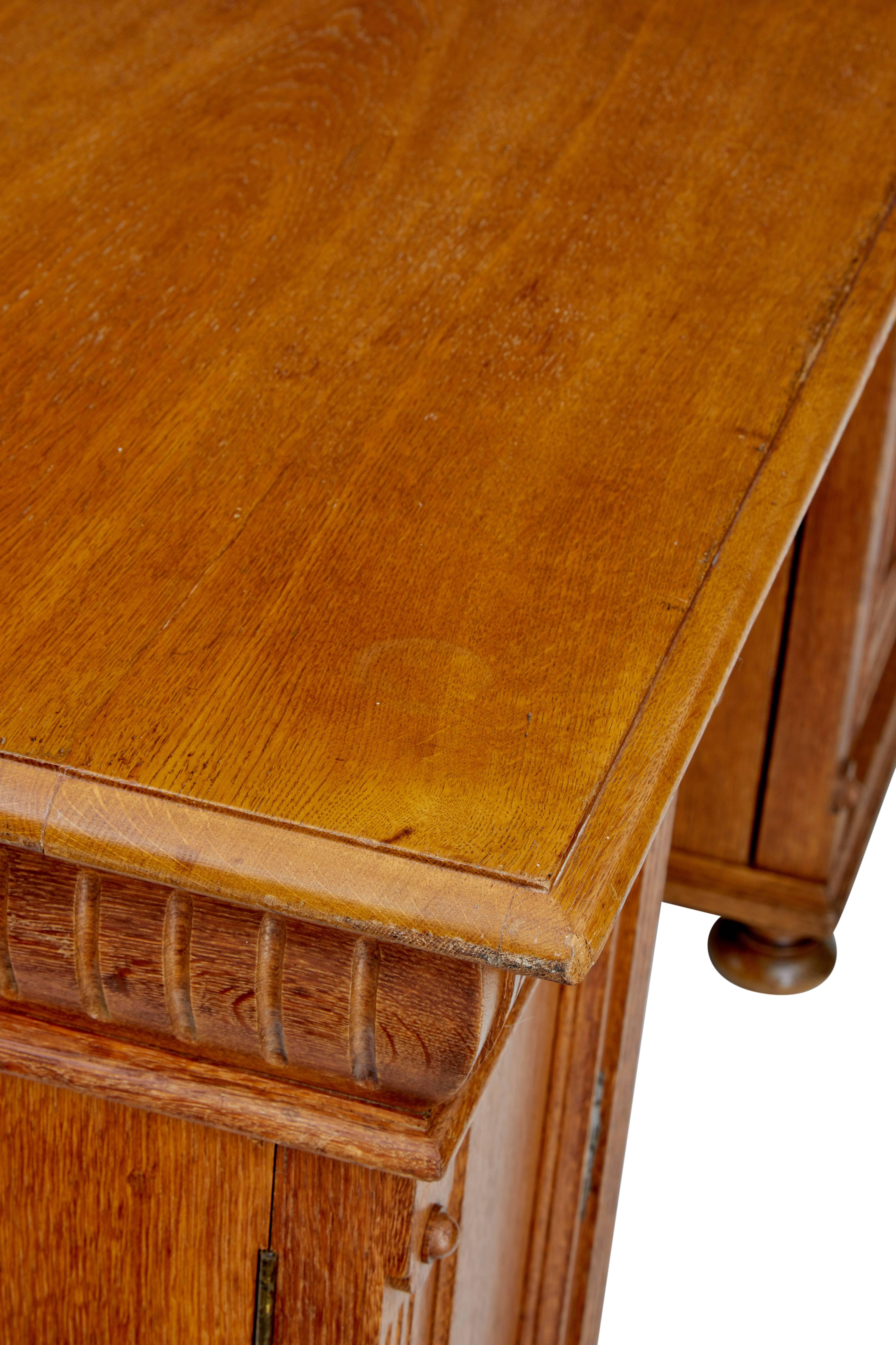 19th Century Carved Oak Pedestal Desk 2