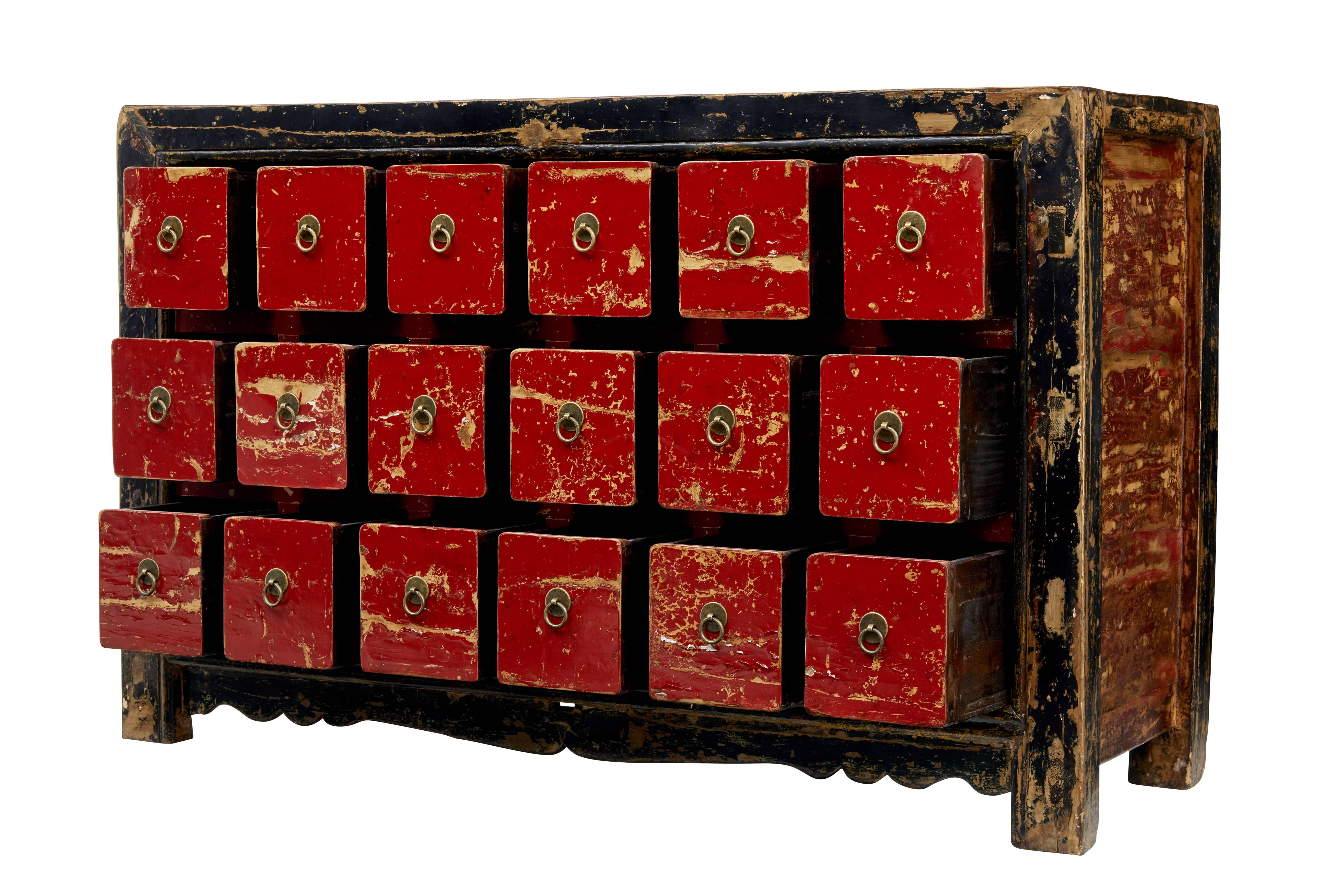 Chinese Export Early 20th Century Chinese Red Lacquered Chest of Drawers