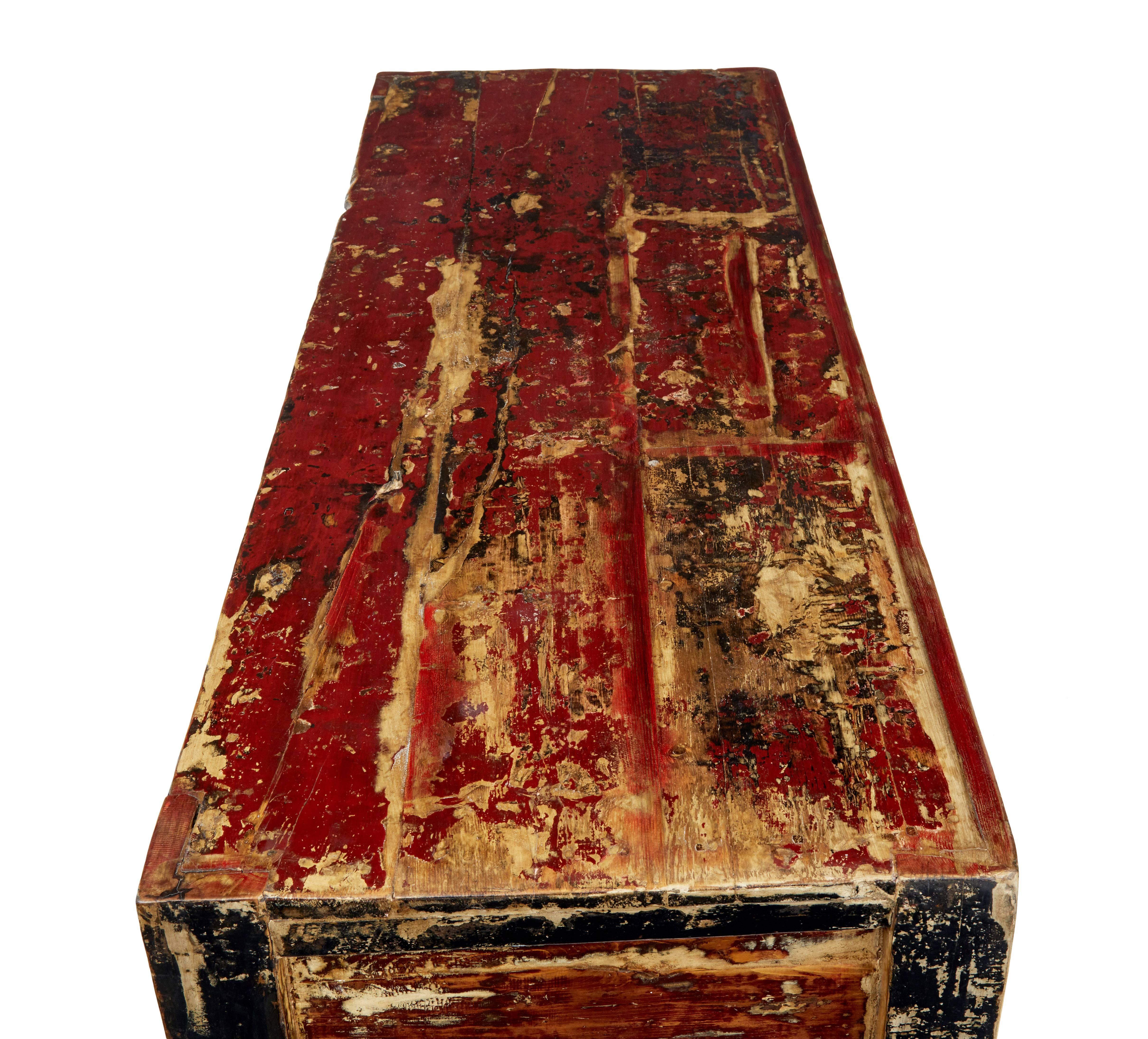 Early 20th Century Chinese Red Lacquered Chest of Drawers 2