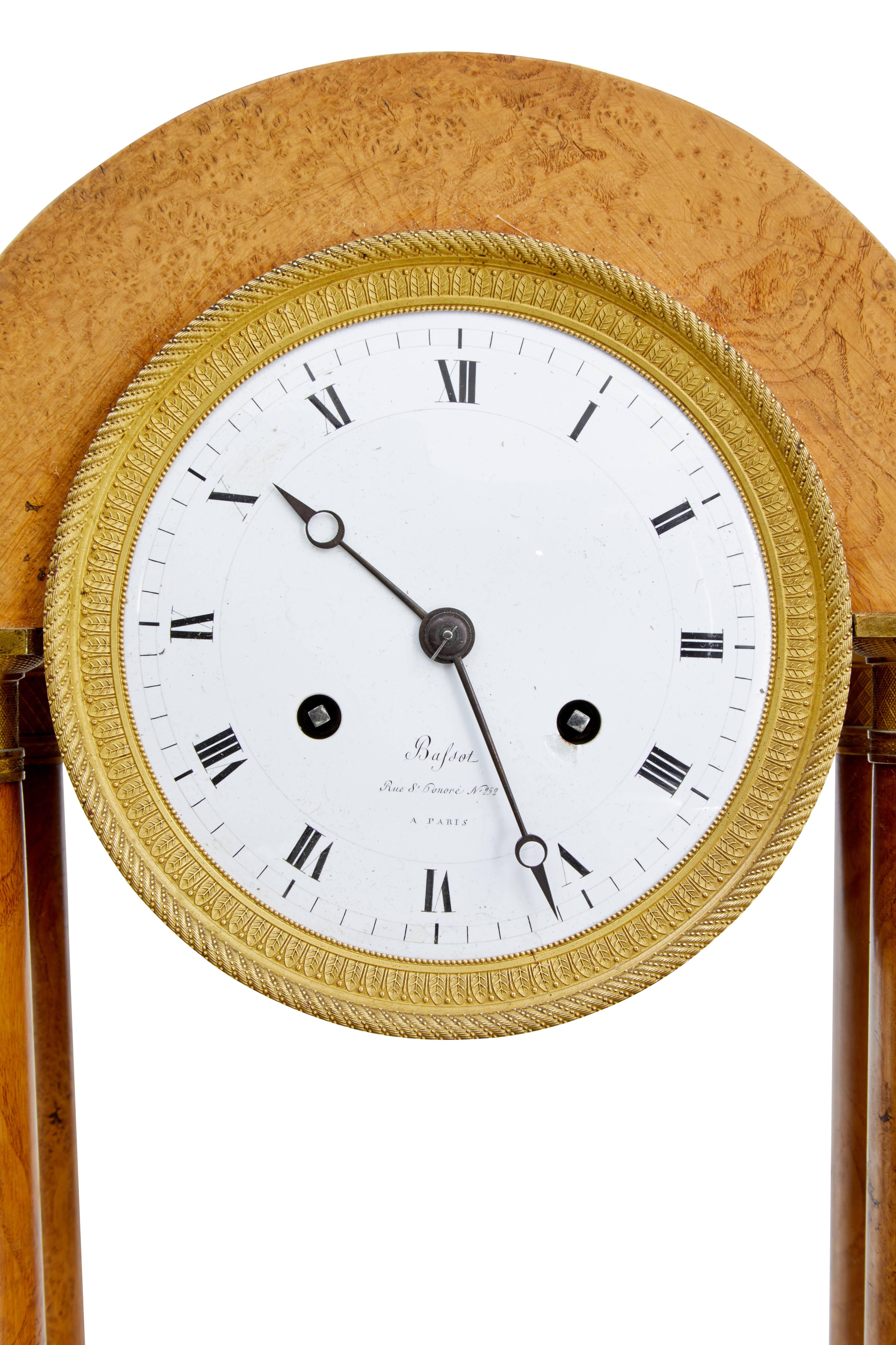 19th Century, French Empire Burr Walnut Mantel Clock 1