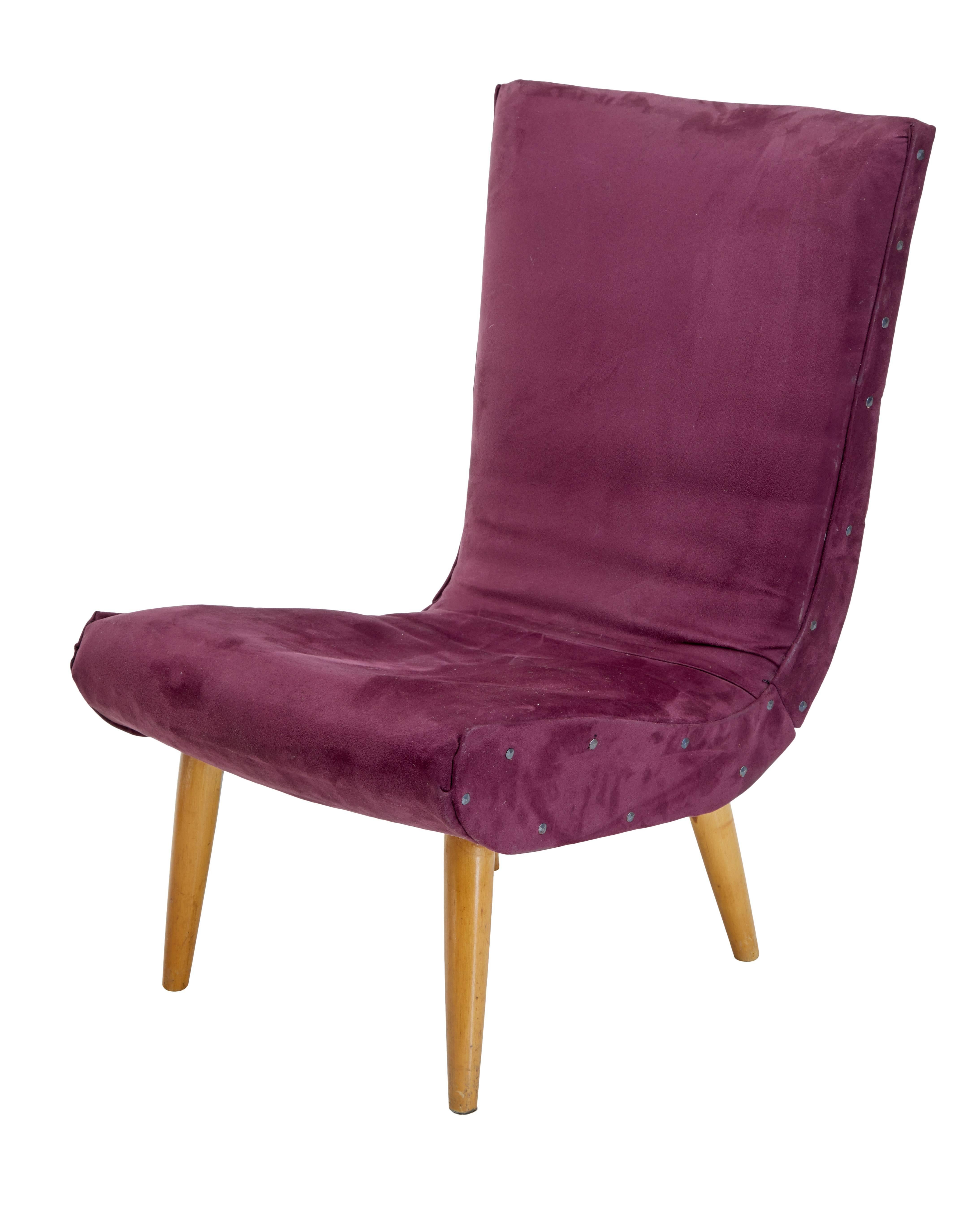 Beech Collection of Eight Scandinavian Modern Lounge Chairs