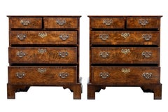Pair of Small Walnut Chest of Drawers