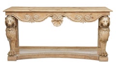 1920s Carved Lion Head Pine Buffet Sideboard