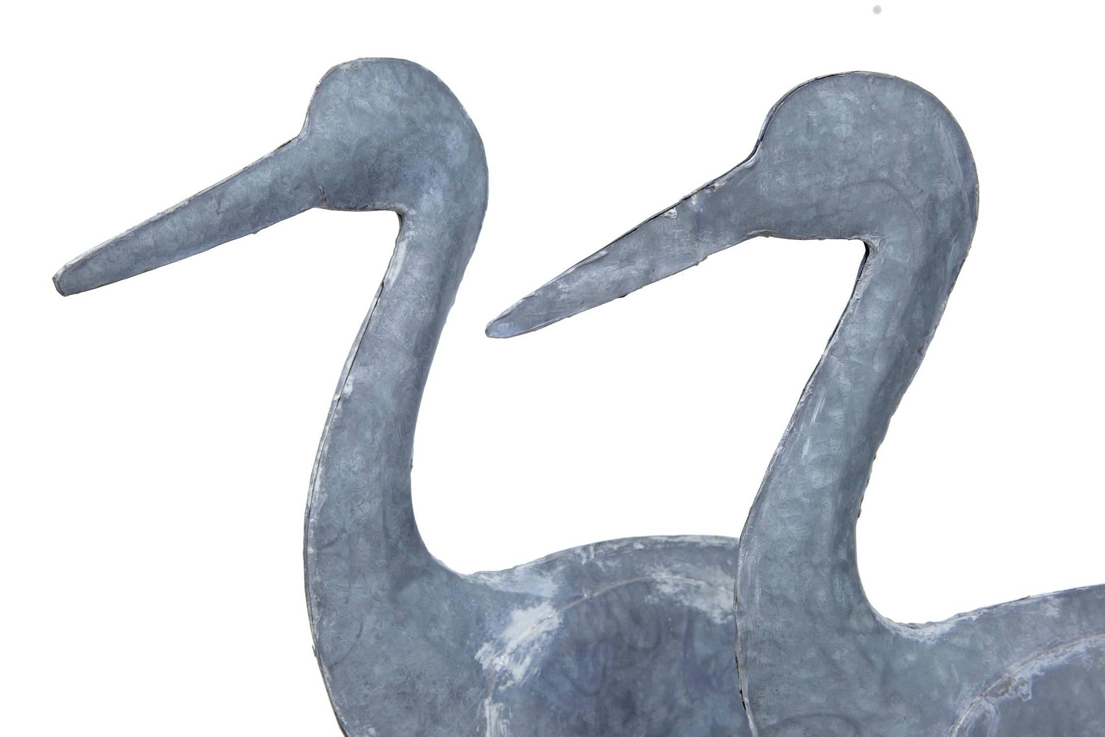 Galvanized Pair of 20th Century Swedish Galvanised Decorative Cranes