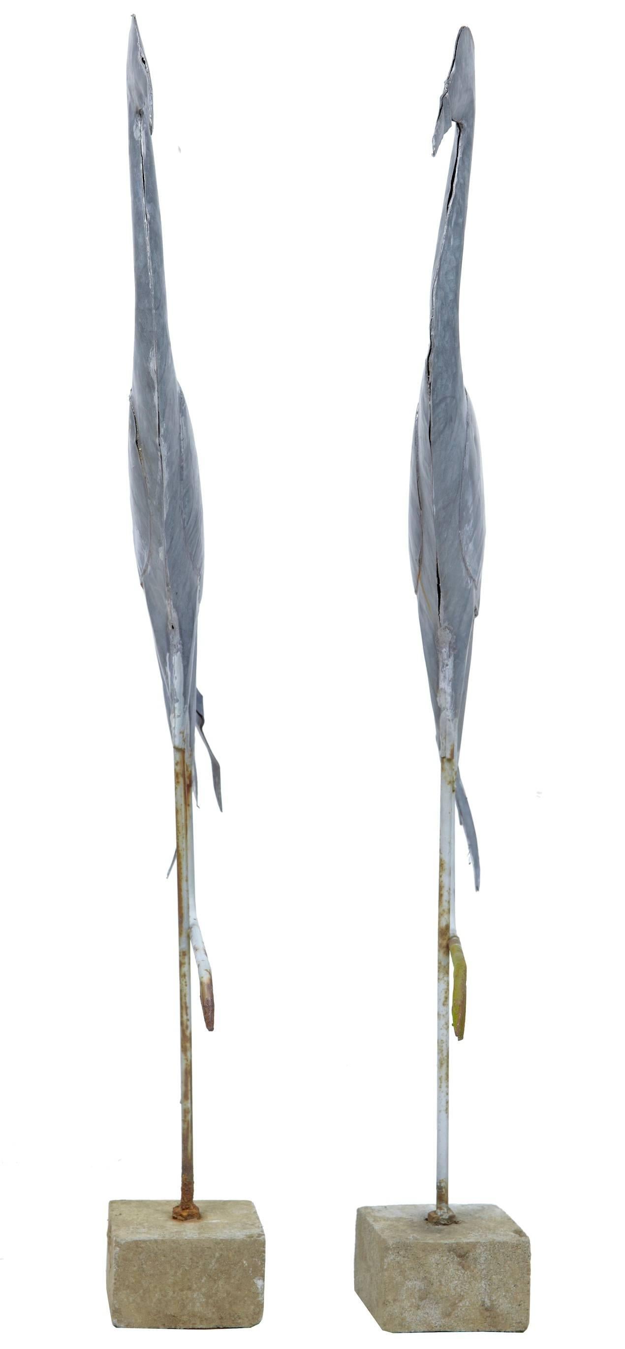 Pair of 20th Century Swedish Galvanised Decorative Cranes In Good Condition In Debenham, Suffolk