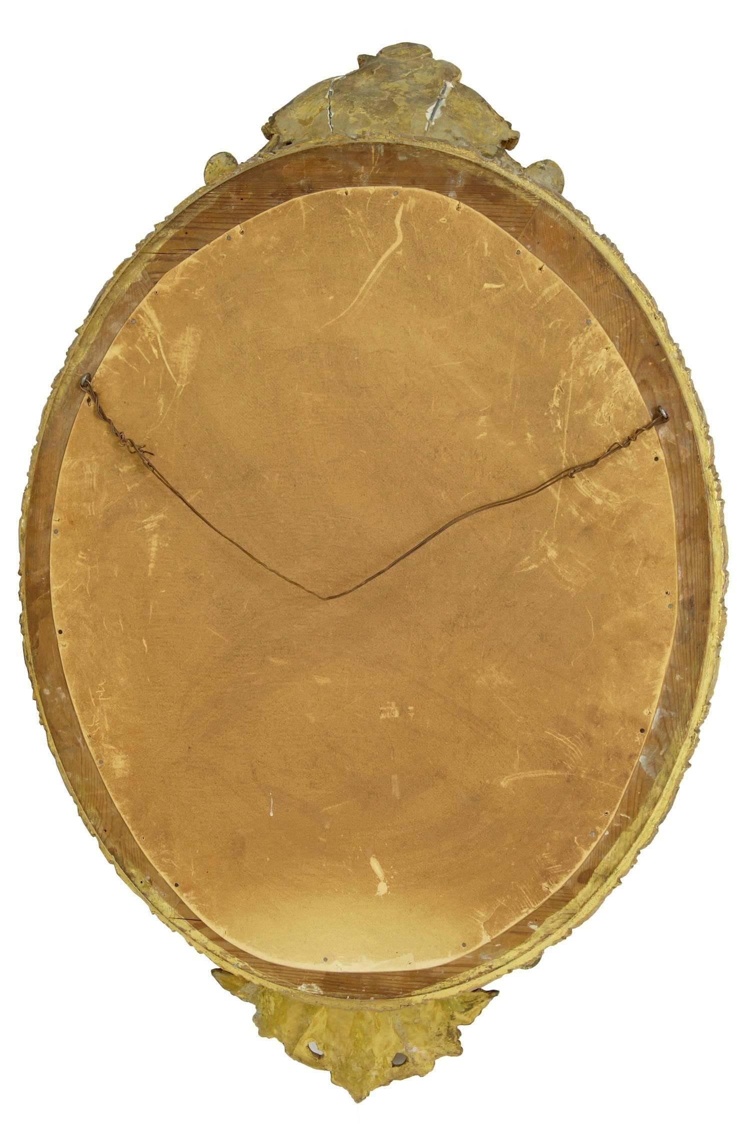 British 19th Century Carved Burnished Gilt Oval Mirror