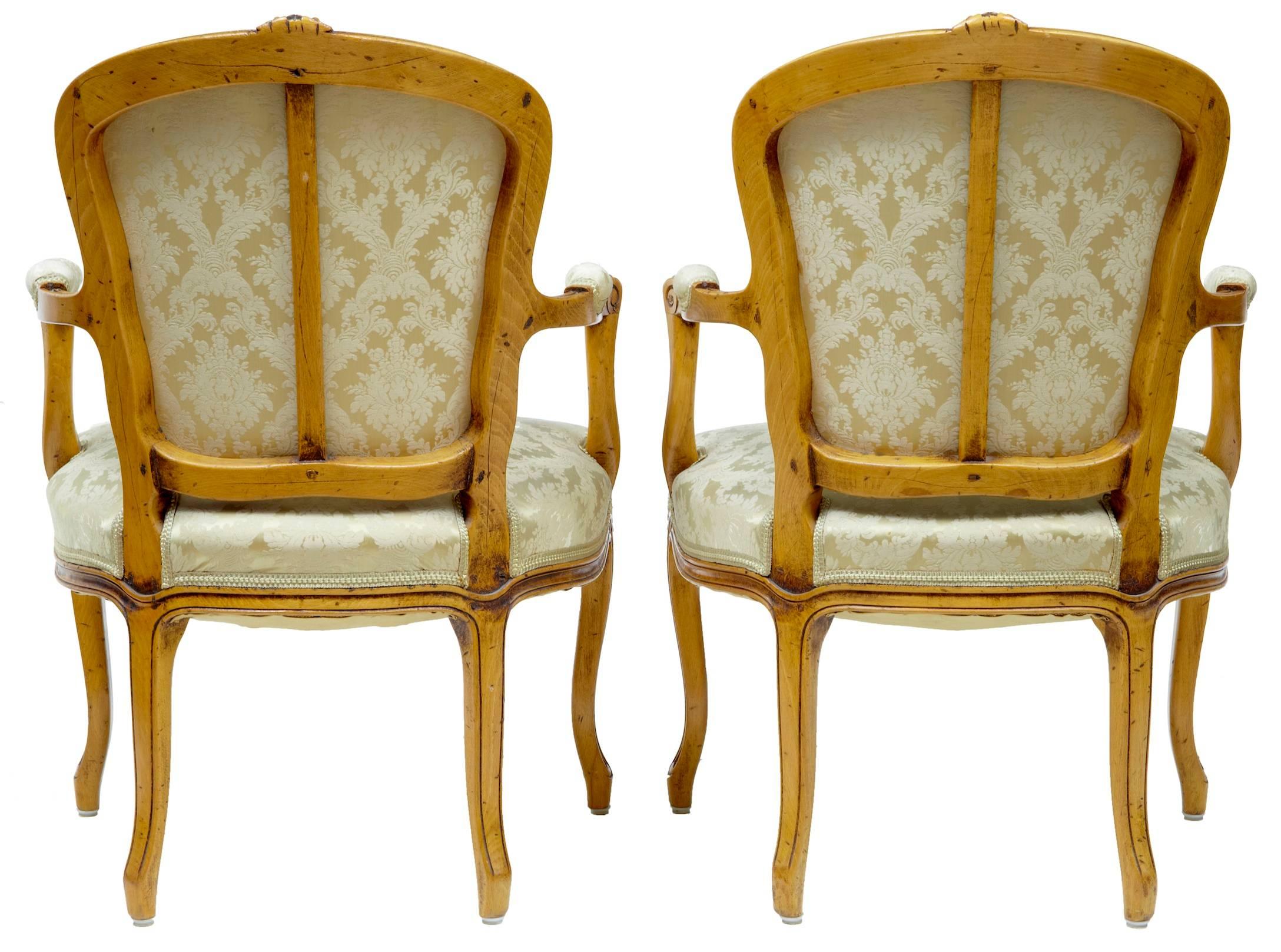 Louis XVI Pair of 19th Century French Fauteuil Armchairs