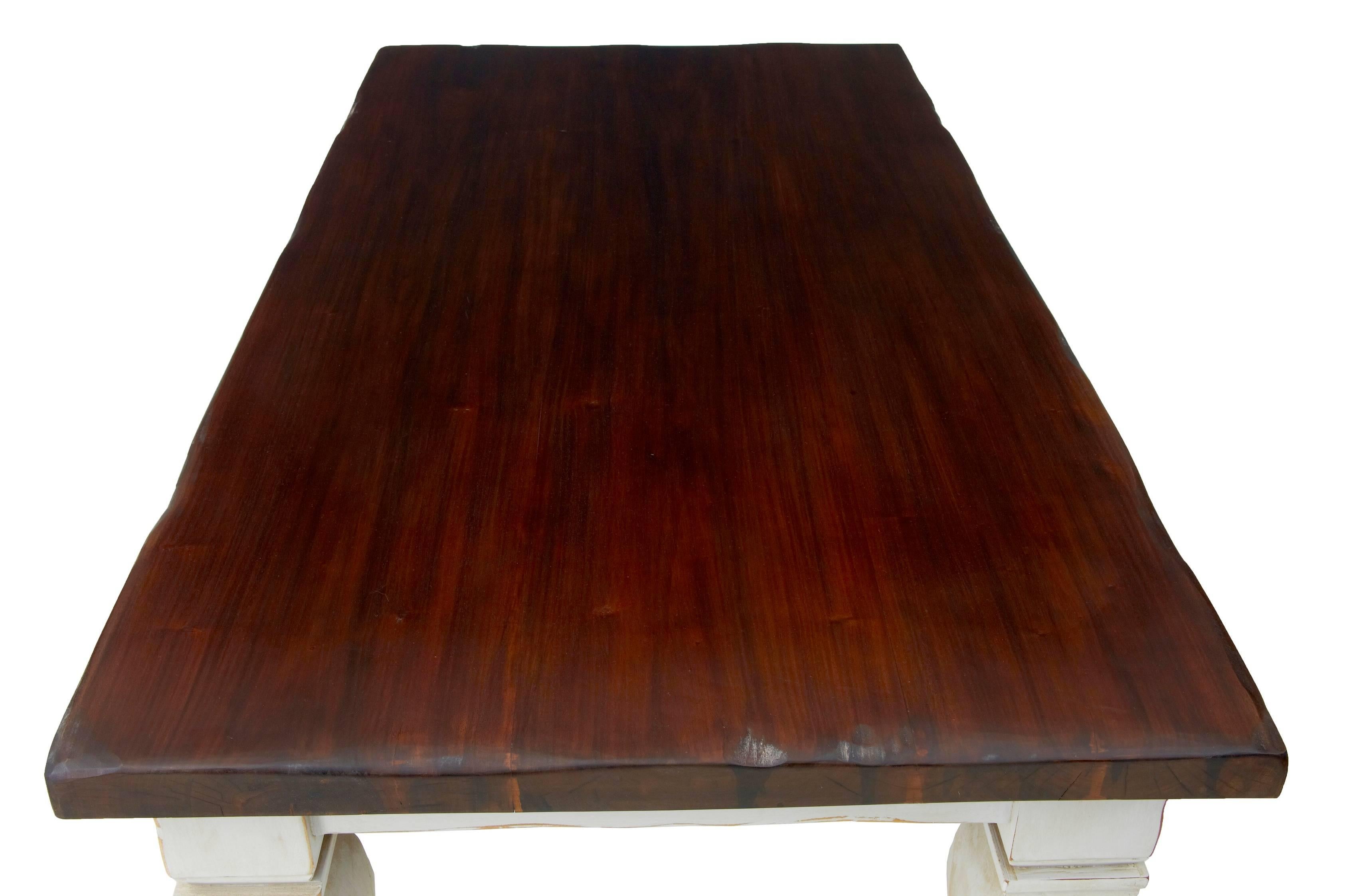 Swedish Large Hardwood Painted Base Dining Table
