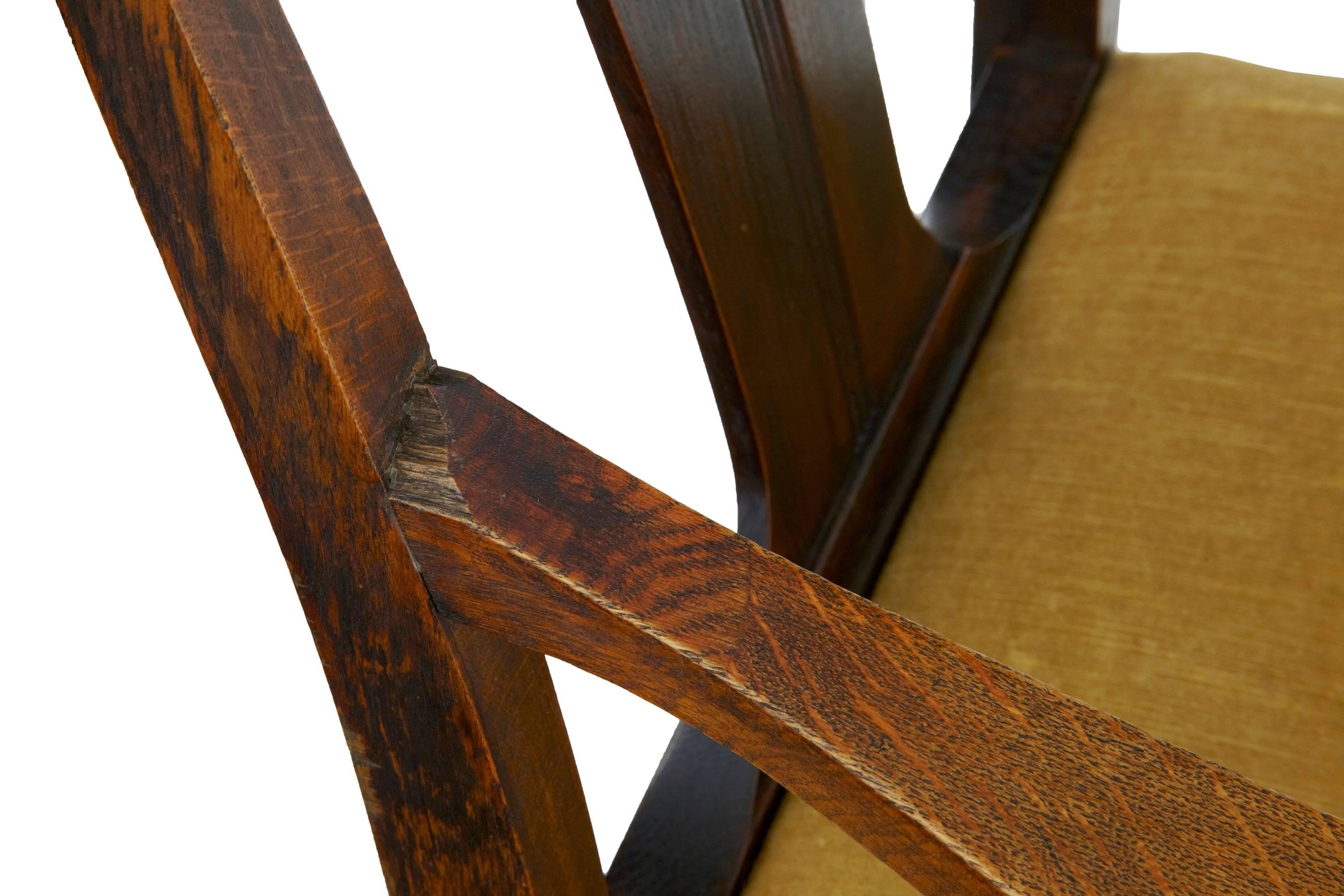 Carved Pair of Late 19th Century Oak Arts & Crafts Armchairs