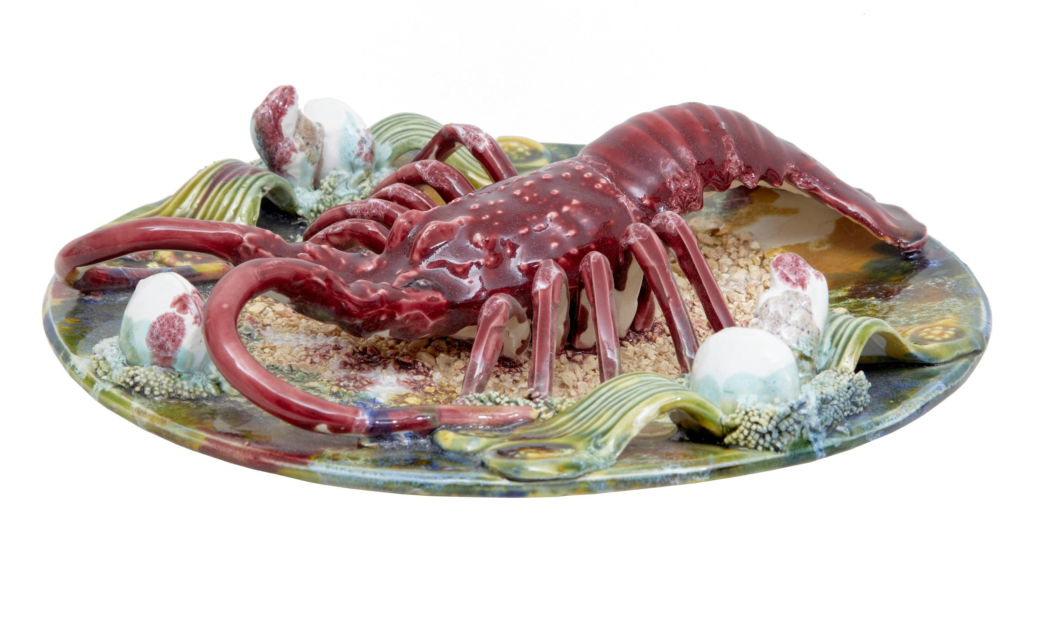 Victorian 20th Century Decorative Palissy Lobster Plate