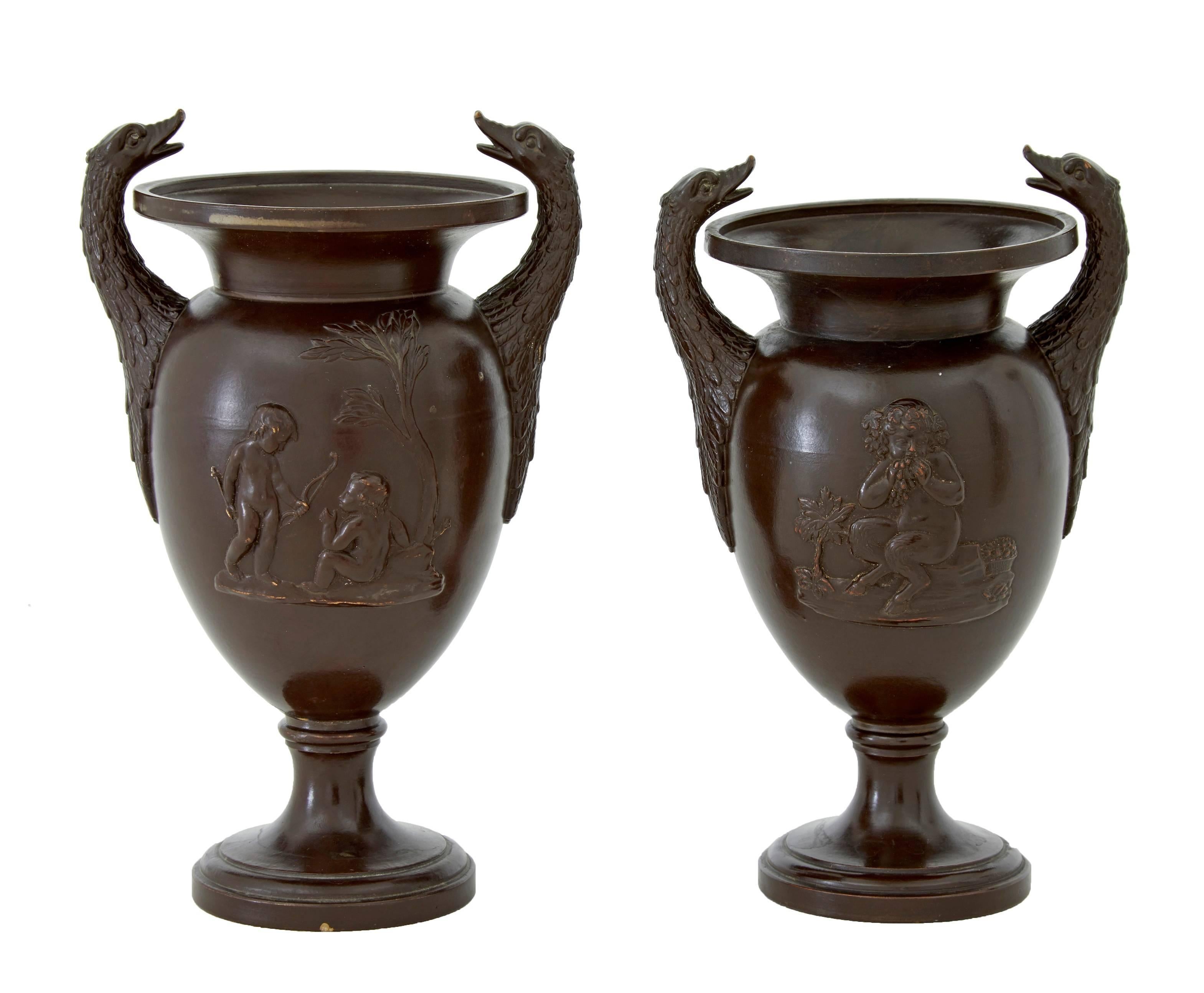 Classical Greek Near Pair of 20th Century Terracotta Urn Vases