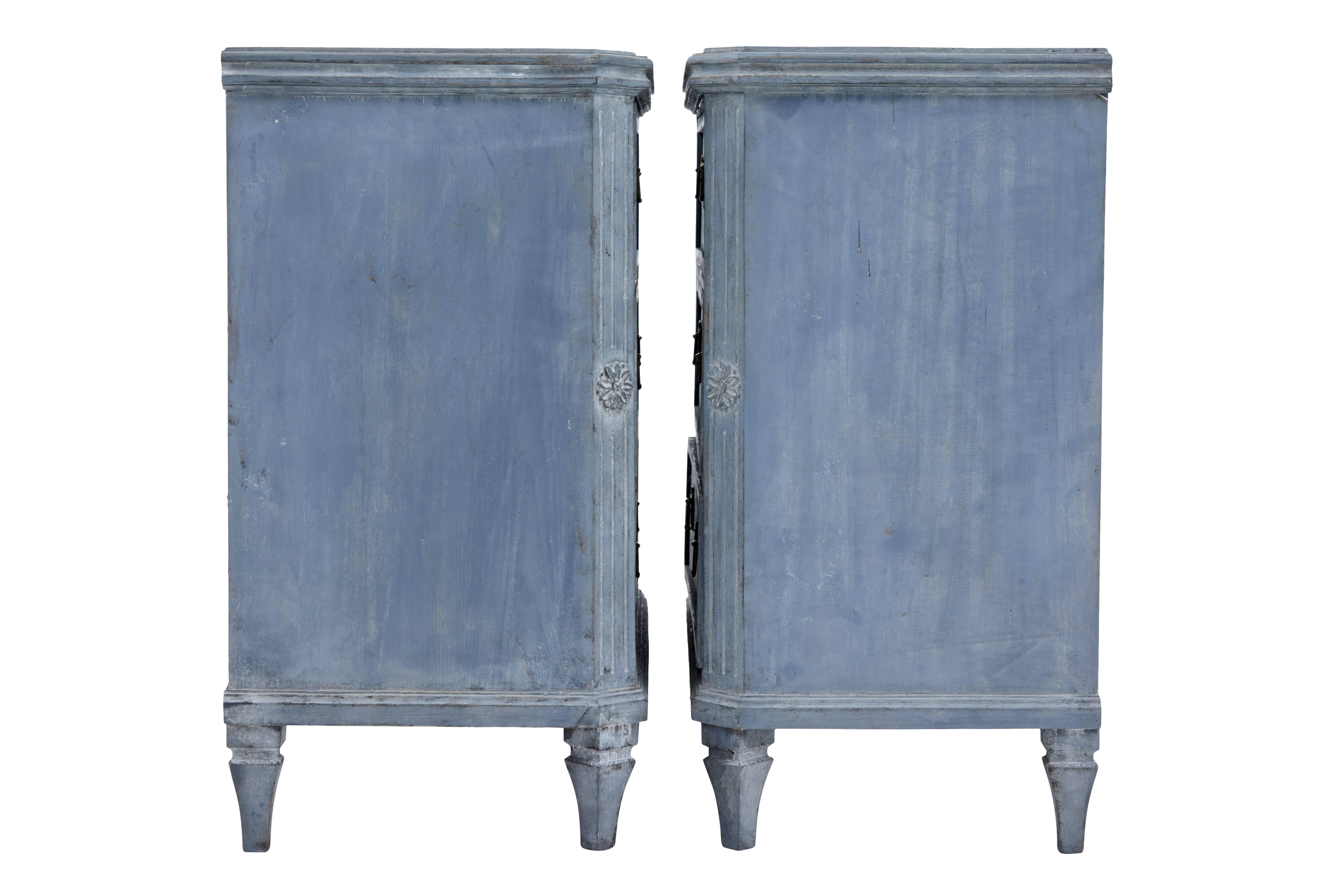 Pine Pair of 19th Century Painted Swedish Chest of Drawers