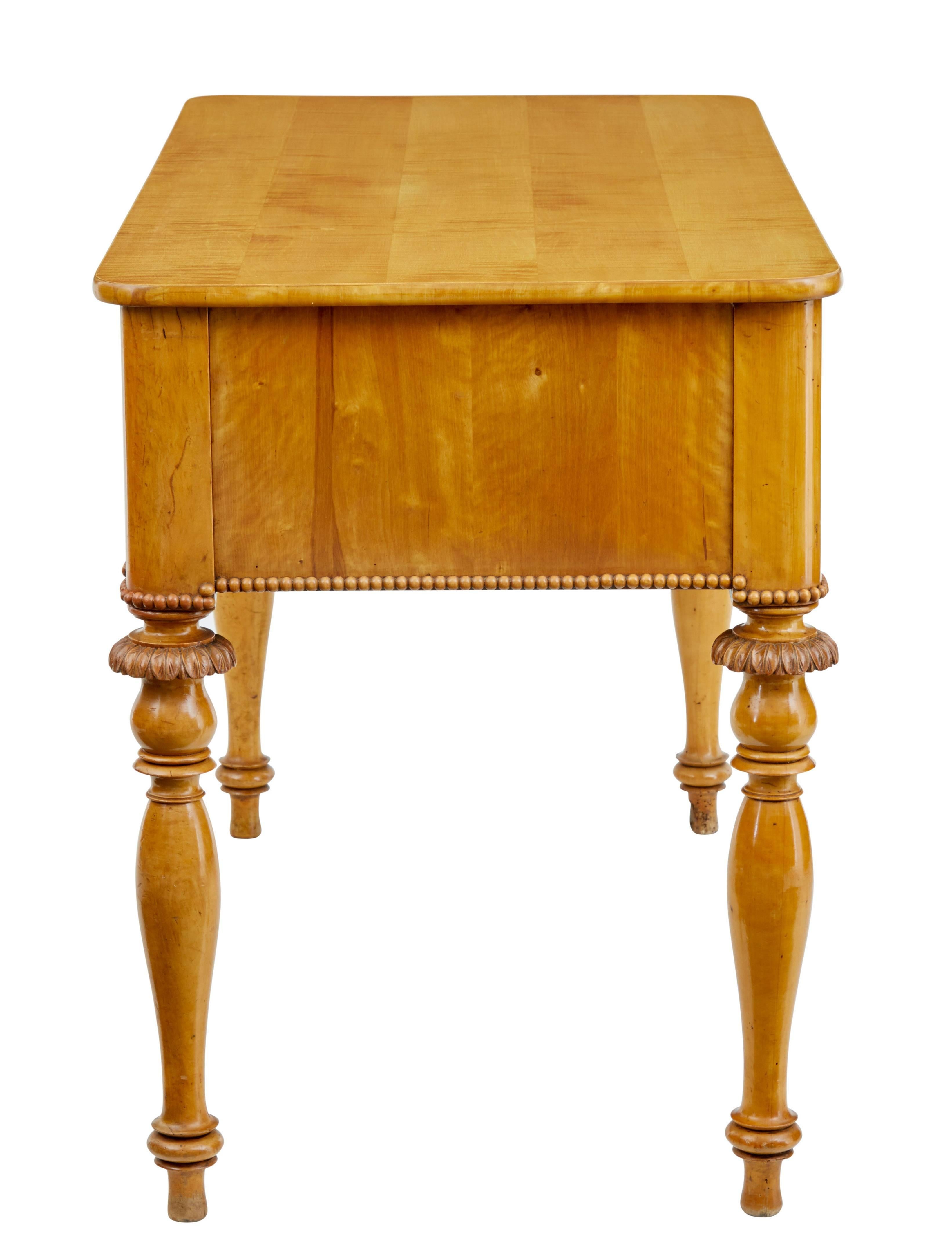 Woodwork 19th Century Swedish Birch Writing Table Desk