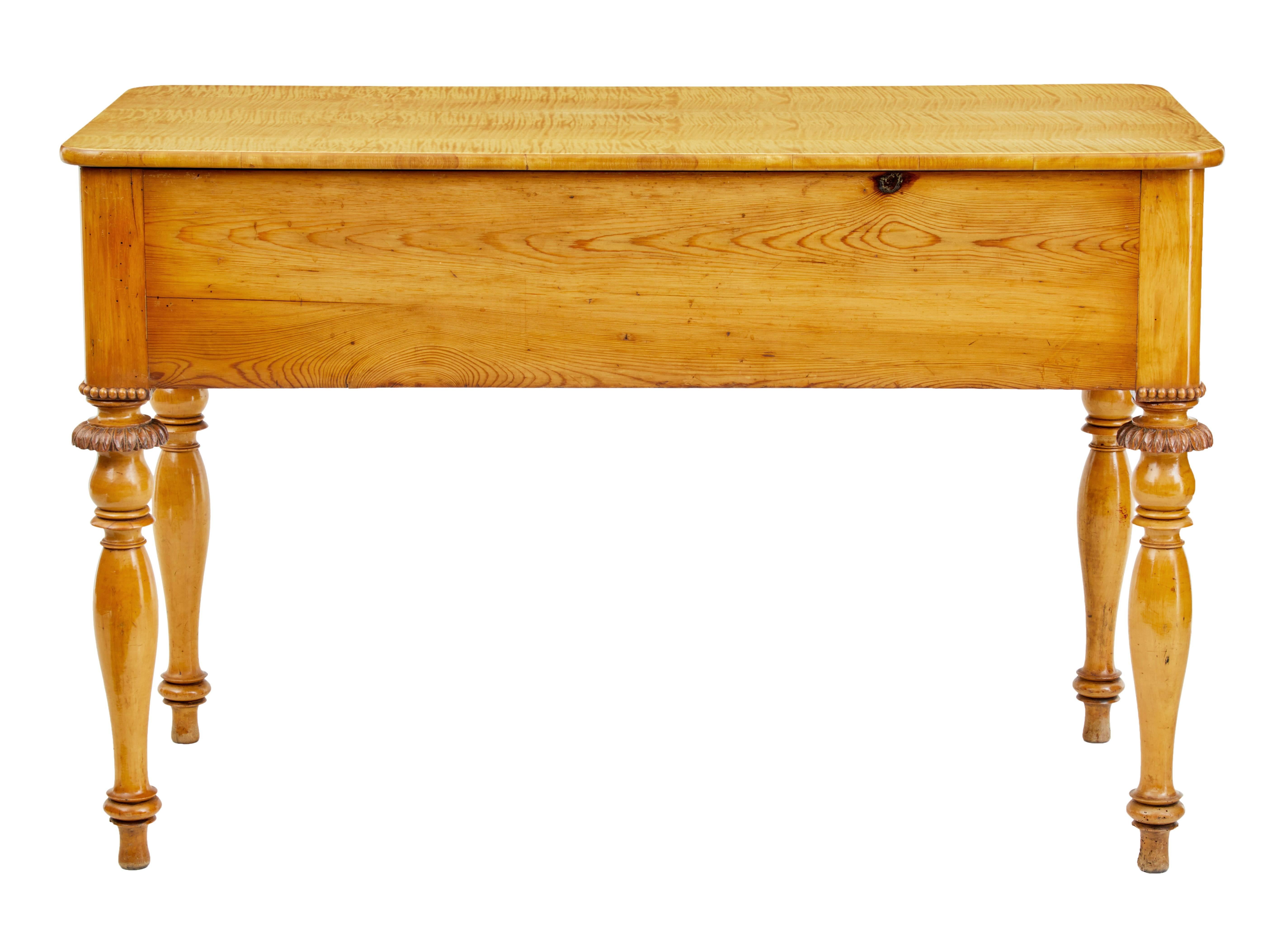 19th Century Swedish Birch Writing Table Desk In Good Condition In Debenham, Suffolk