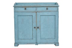 19th Century Swedish Carved Painted Pine Cupboard