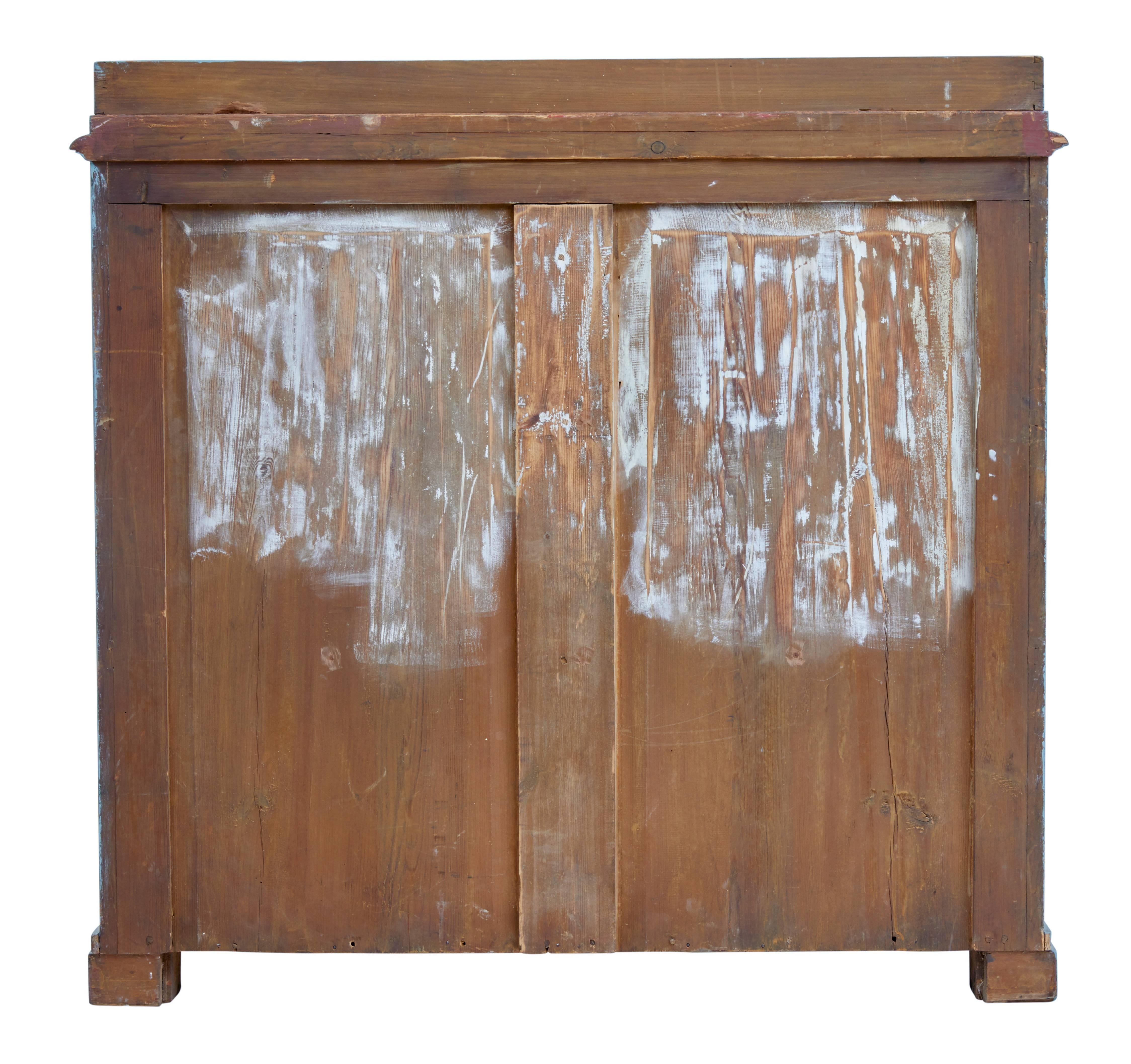19th Century, Swedish Carved Painted Pine Cupboard 1