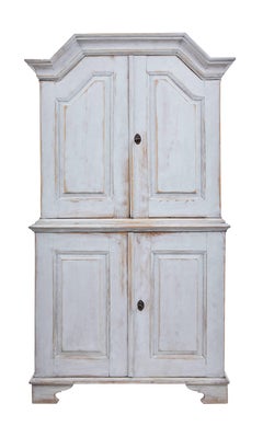 19th Century Swedish Painted Pine Tall Cupboard