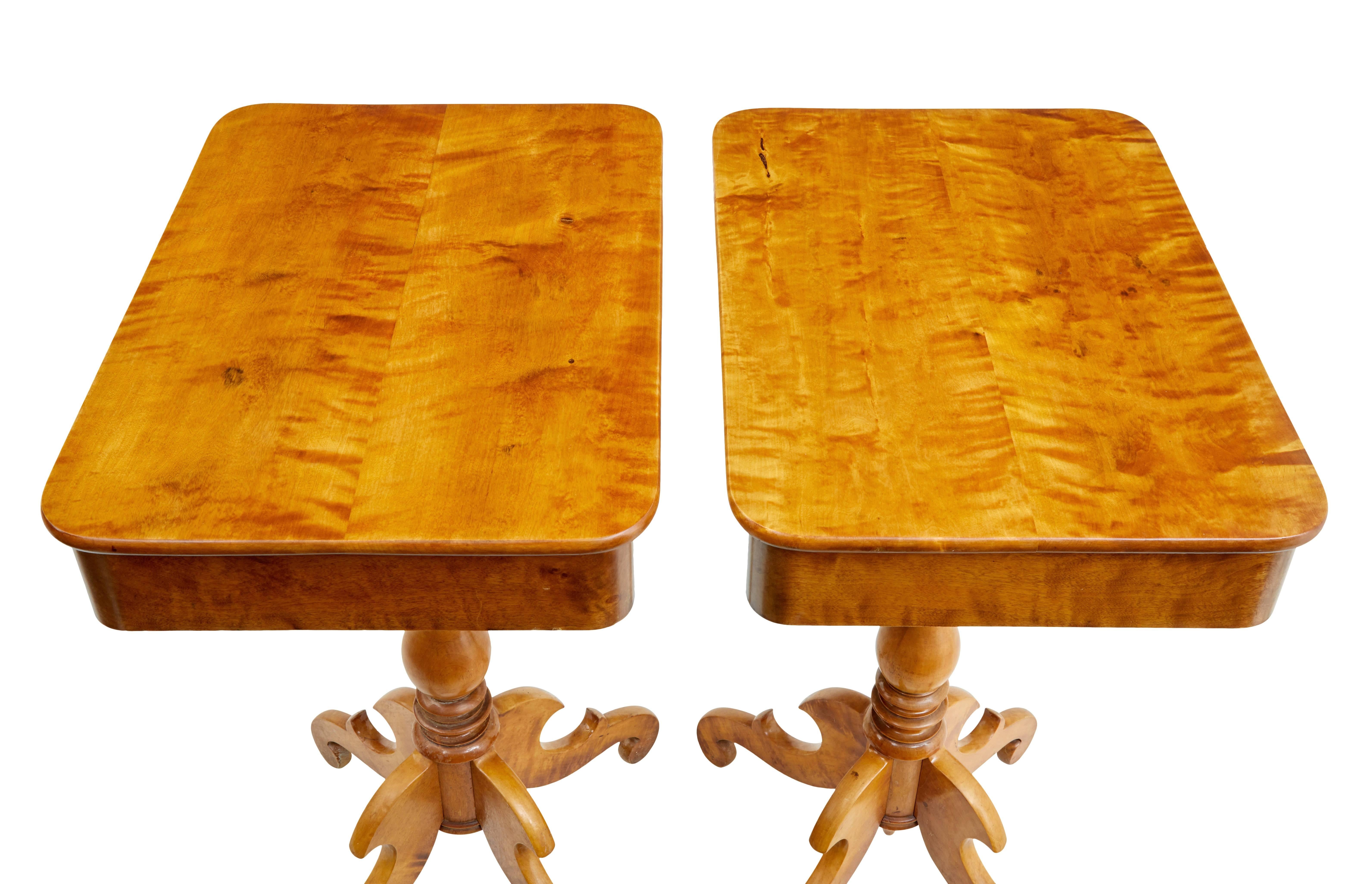 Swedish Pair of 19th Century Birch Occasional Tables