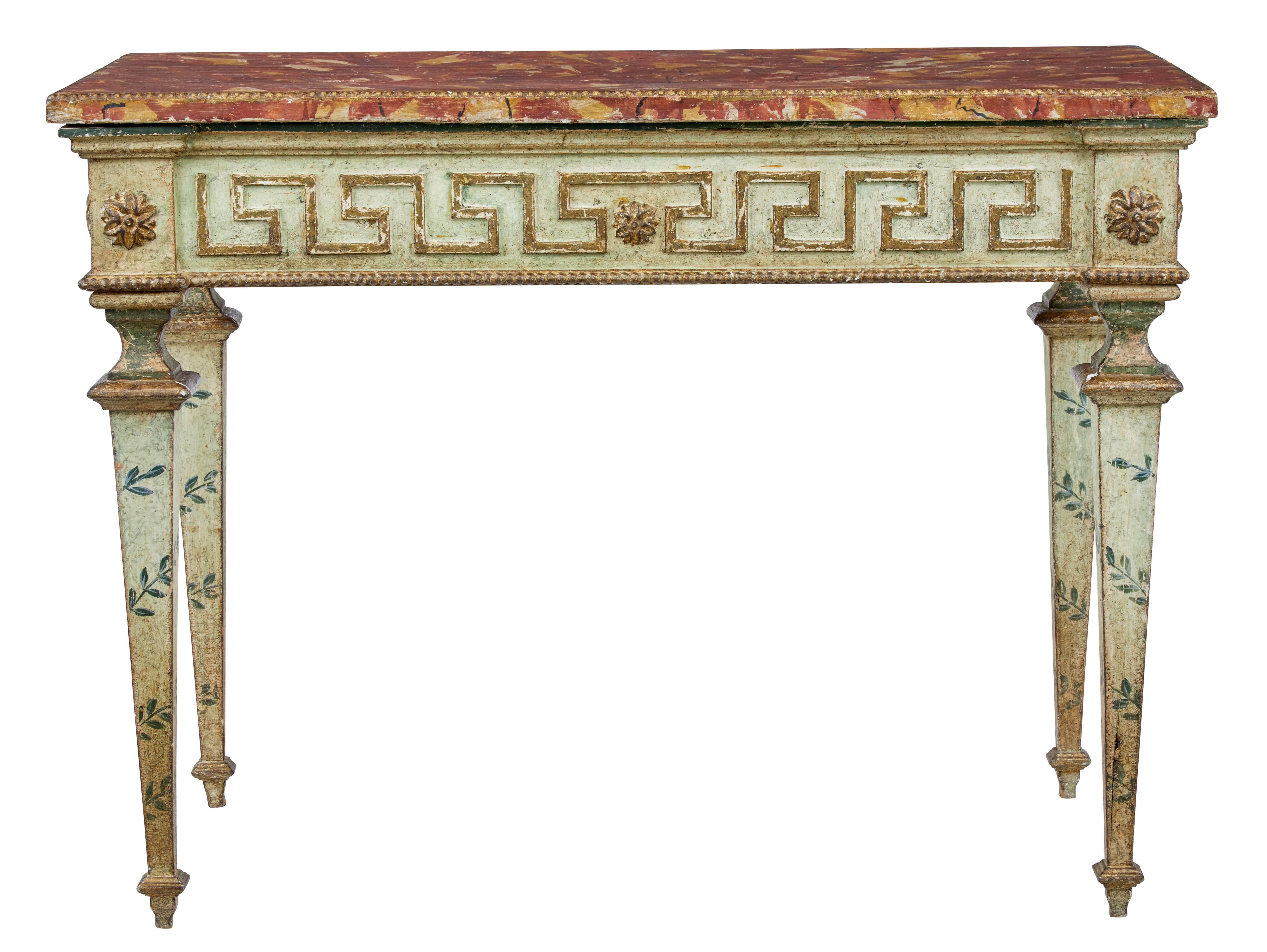 Renaissance Rare Pair of 19th Century Painted Italian Console Tables
