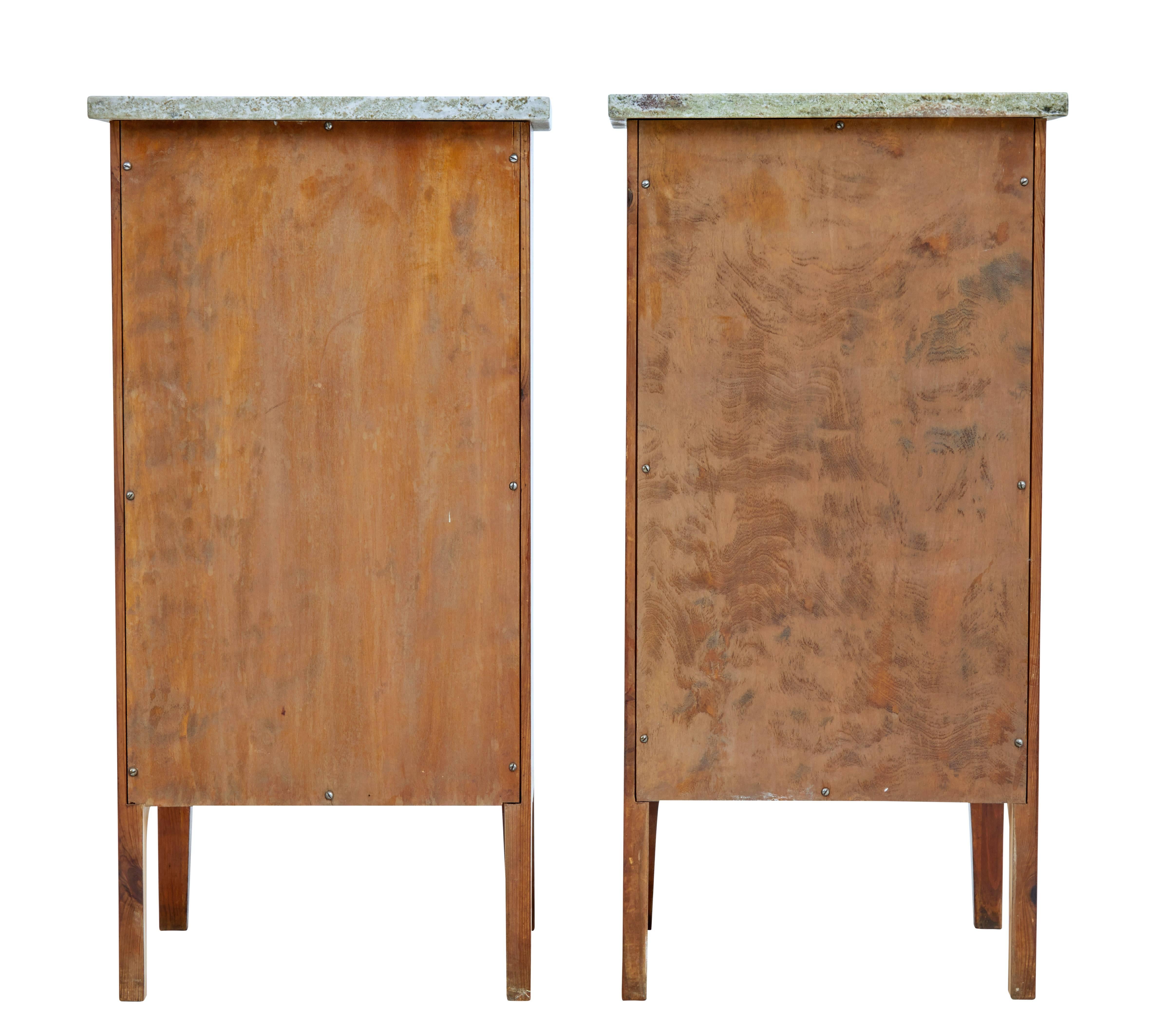 Woodwork Pair of Early 20th Century Birch Art Nouveau Bedside Cupboards