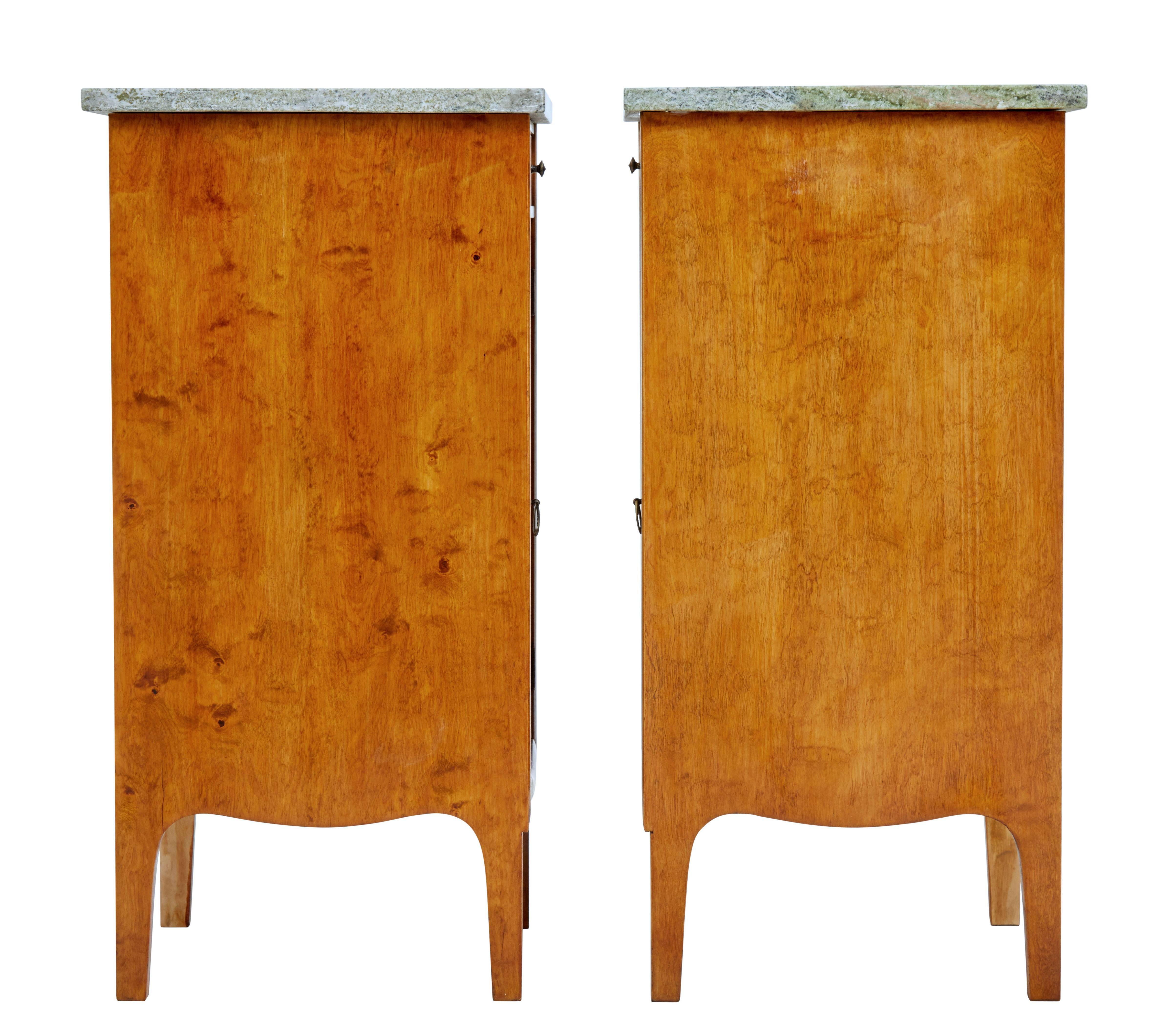 Pair of Early 20th Century Birch Art Nouveau Bedside Cupboards In Good Condition In Debenham, Suffolk