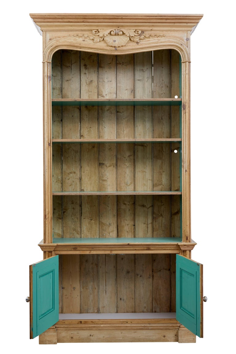 Pair of 1920s Carved Pine Bookcases at 1stDibs