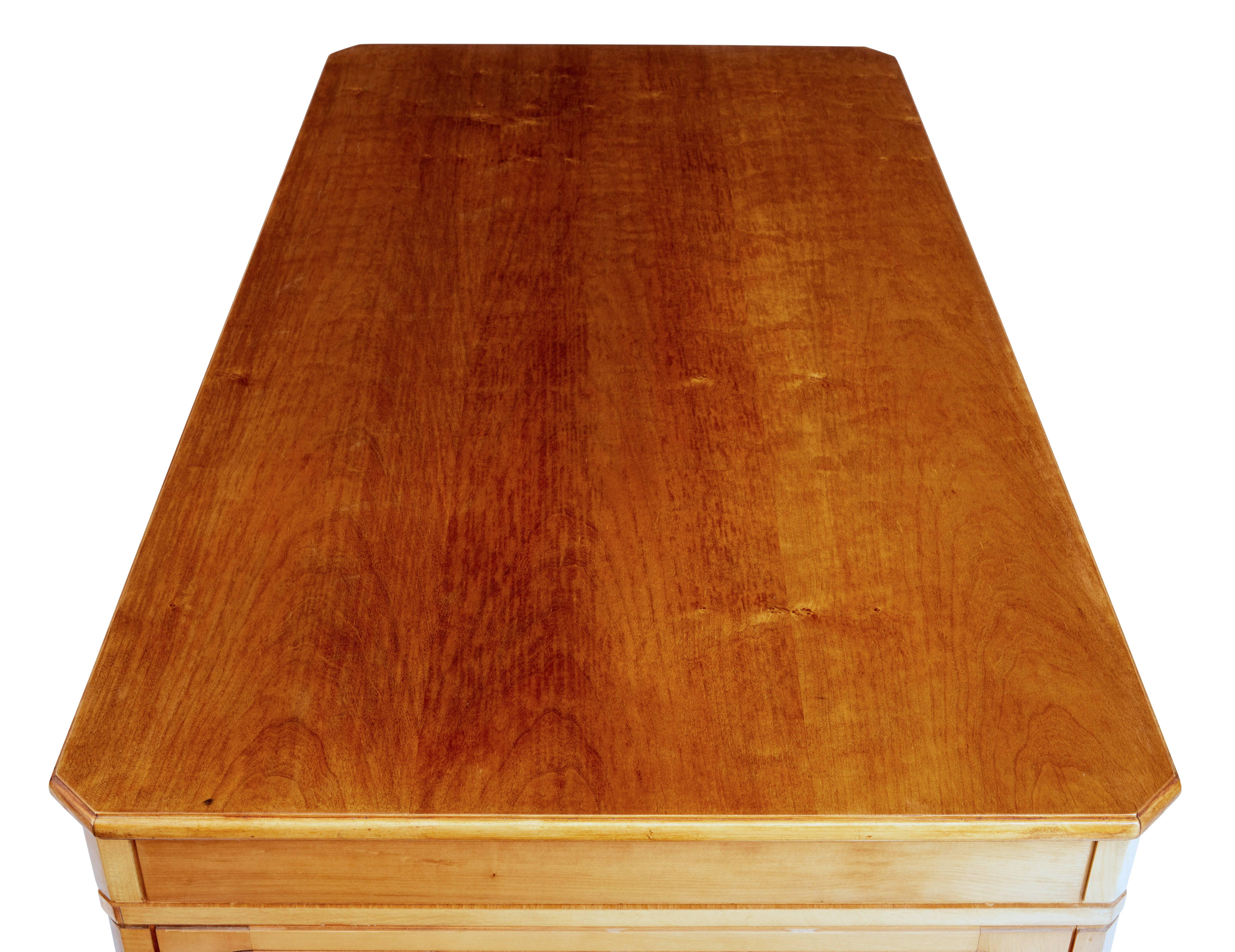Woodwork 20th Century Scandinavian Fruitwood Pedestal Desk