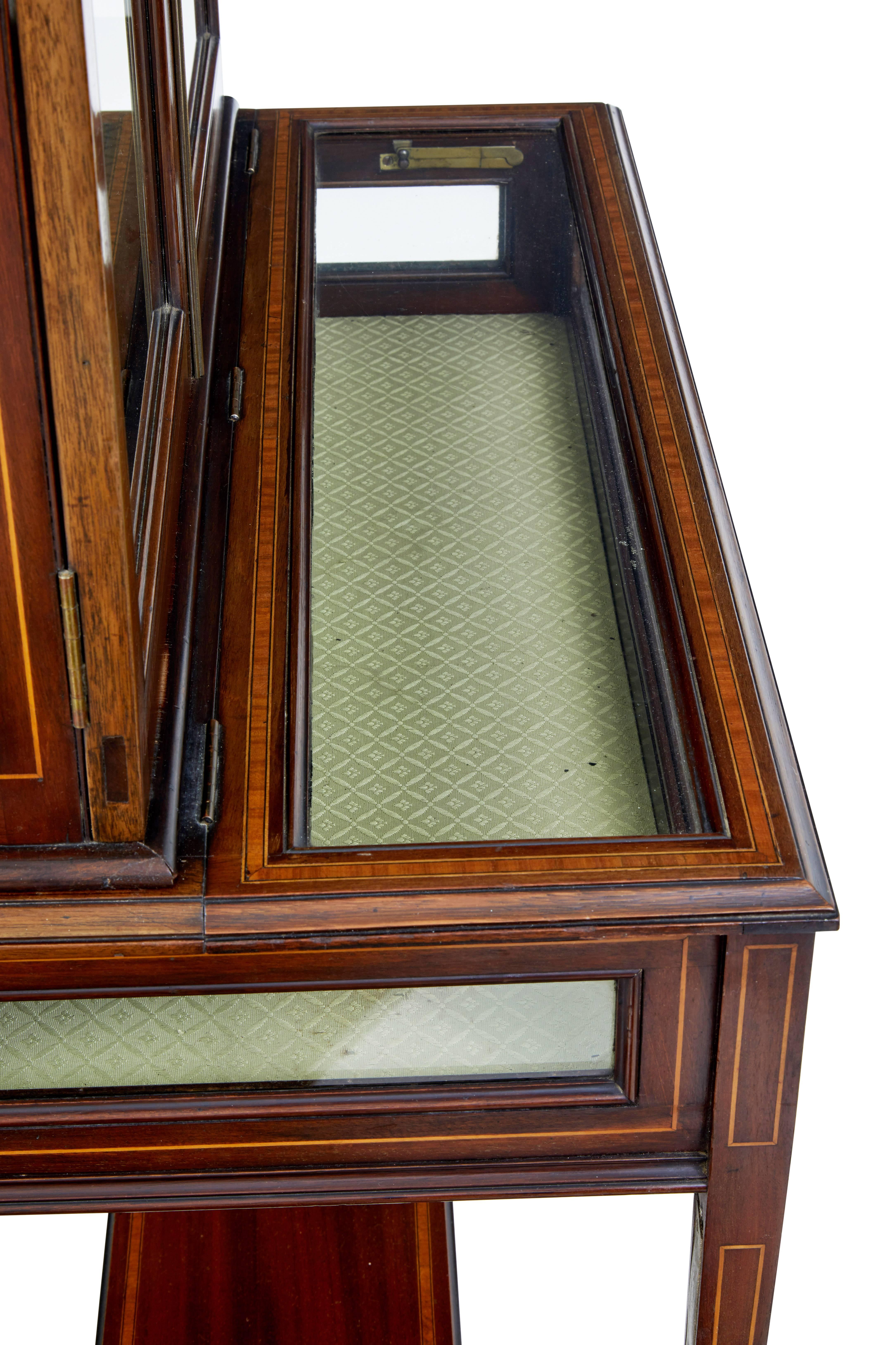 Early 20th Century Mahogany Bijouterie Display Cabinet In Good Condition In Debenham, Suffolk