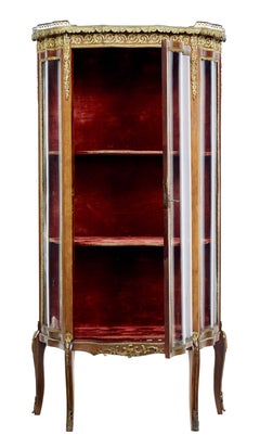 1920s French Walnut and Ormolu Vitrine Display Cabinet