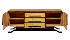 Art Deco Scandinavian Birch Low Sideboard