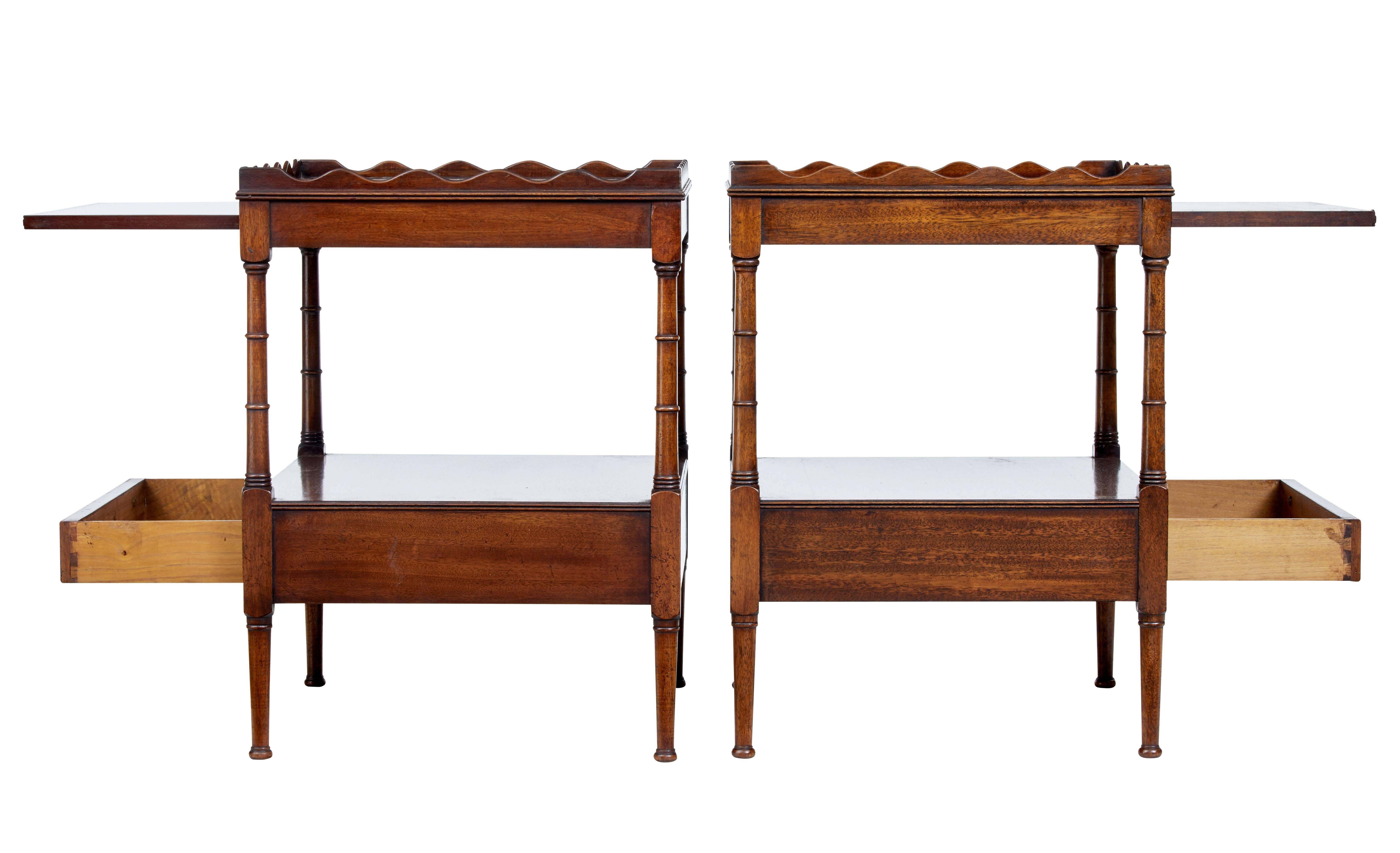 William IV Pair of Mahogany Bedside Tables with Slides