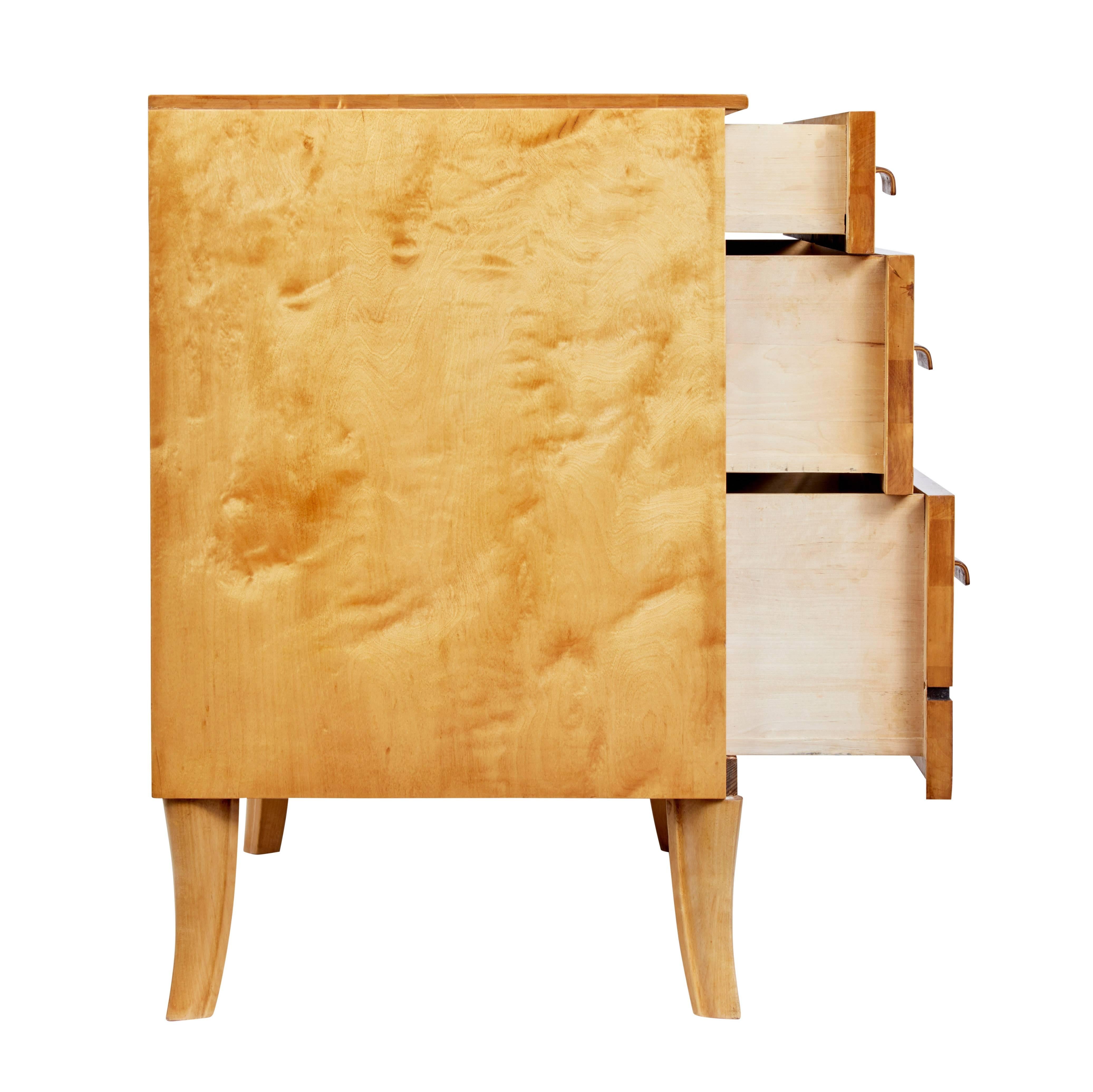 Art Deco Mid-20th Century Burr and Birch Scandinavian Chest of Drawers