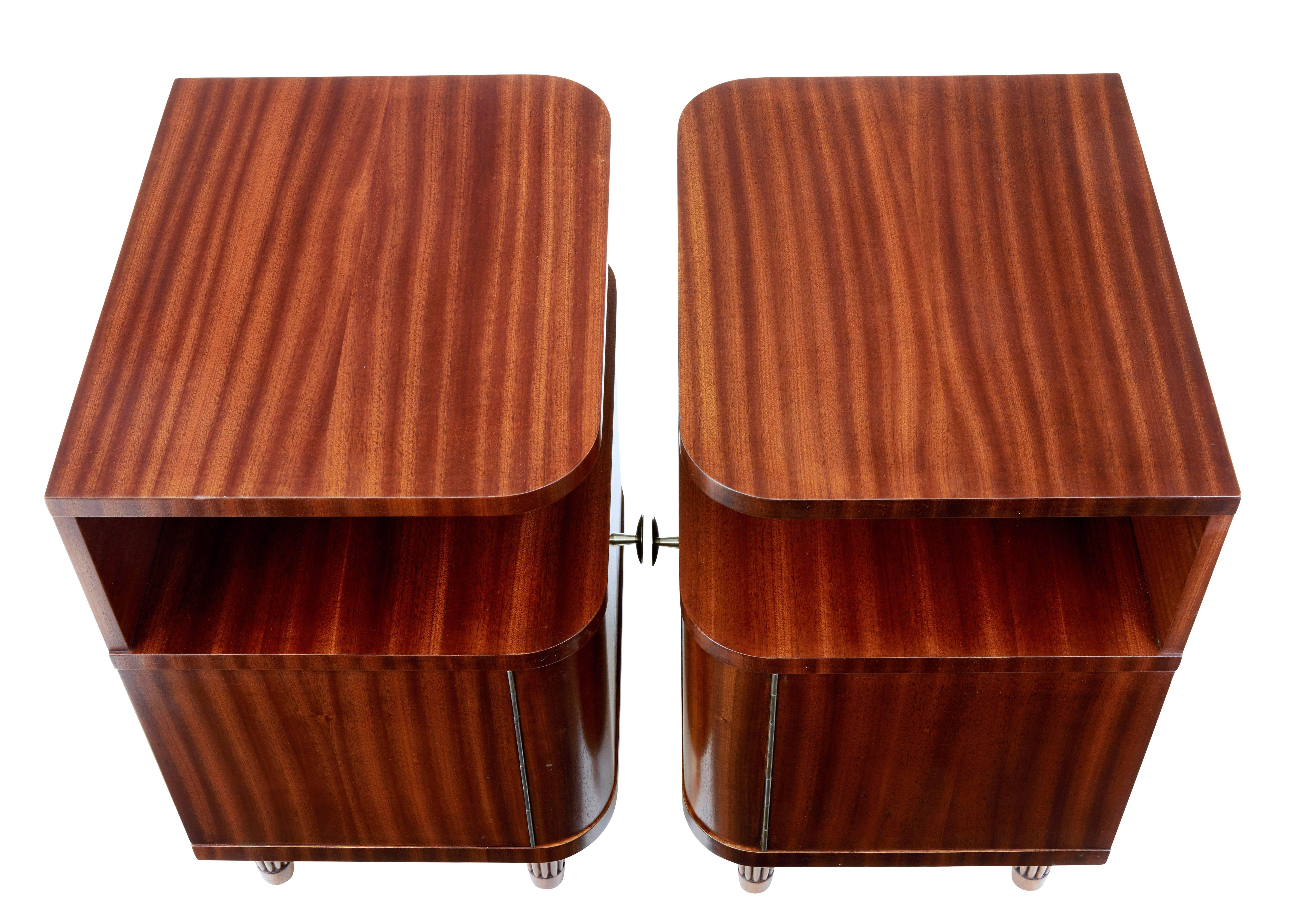 Pair of 1960's Scandinavian design mahogany bedside tables In Good Condition In Debenham, Suffolk