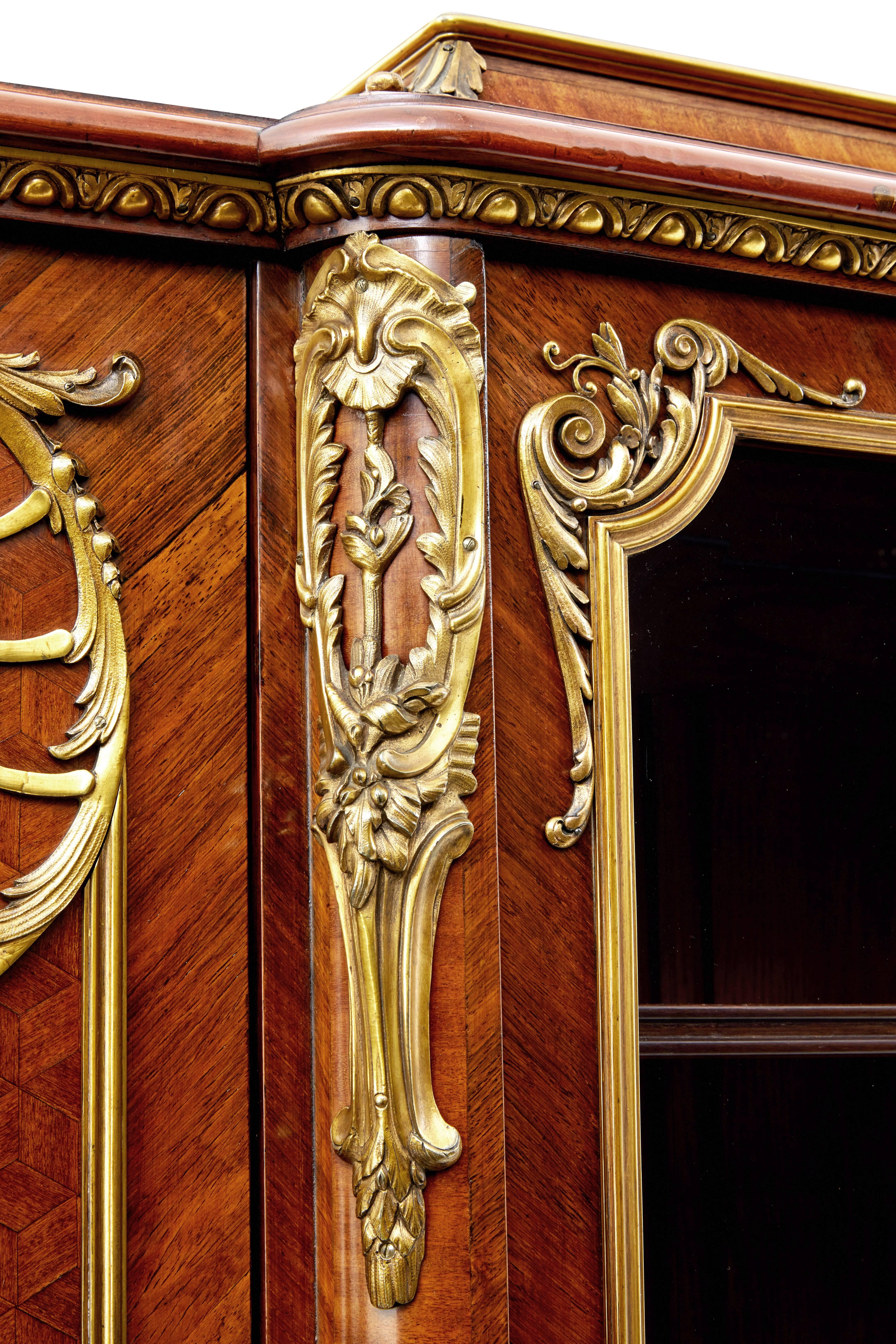 Late 19th Century French Kingwood and Ormolu Bibliotheque Cabinet In Good Condition In Debenham, Suffolk