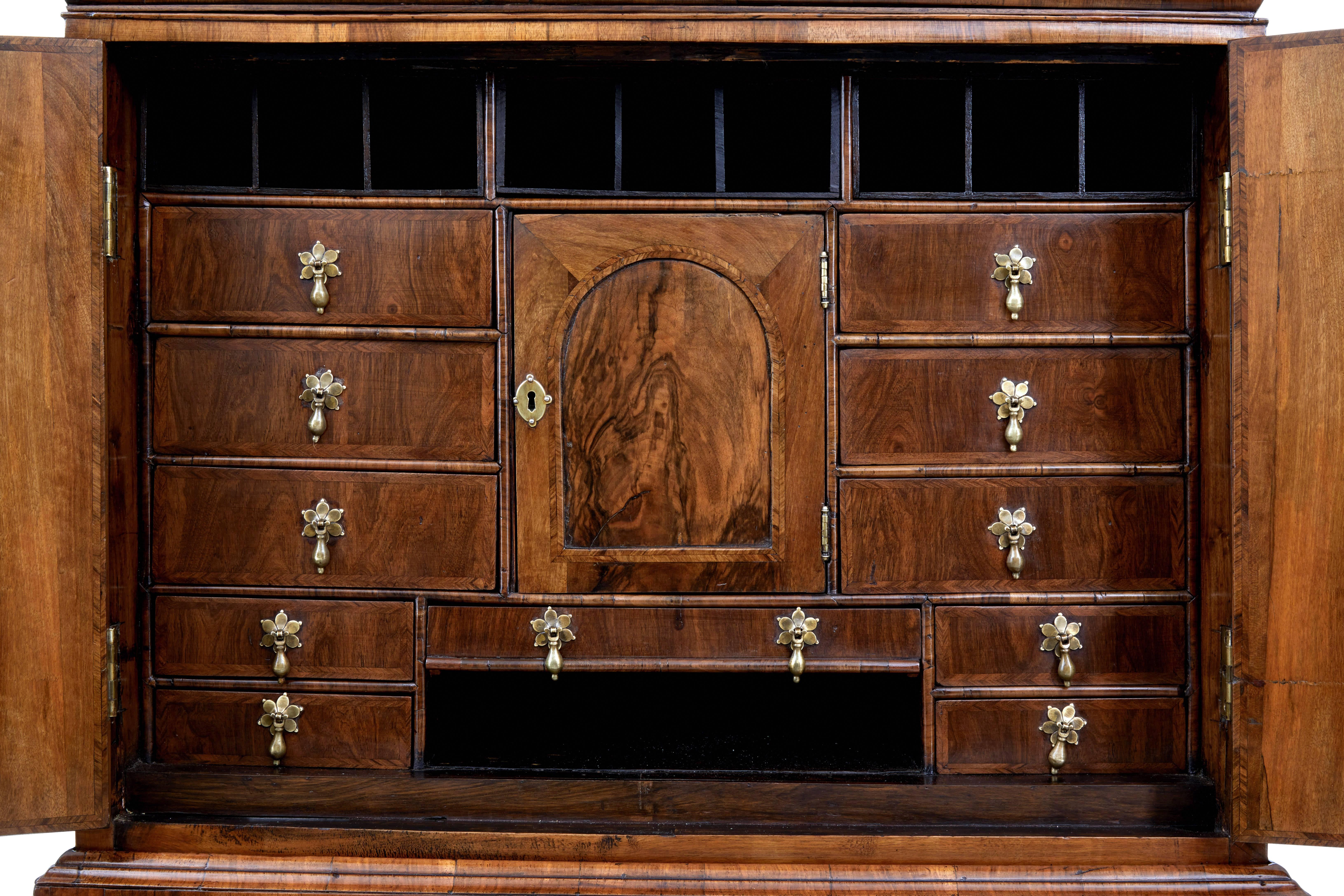 Woodwork Early 18th Century William and Mary and Later Walnut Chest on Stand