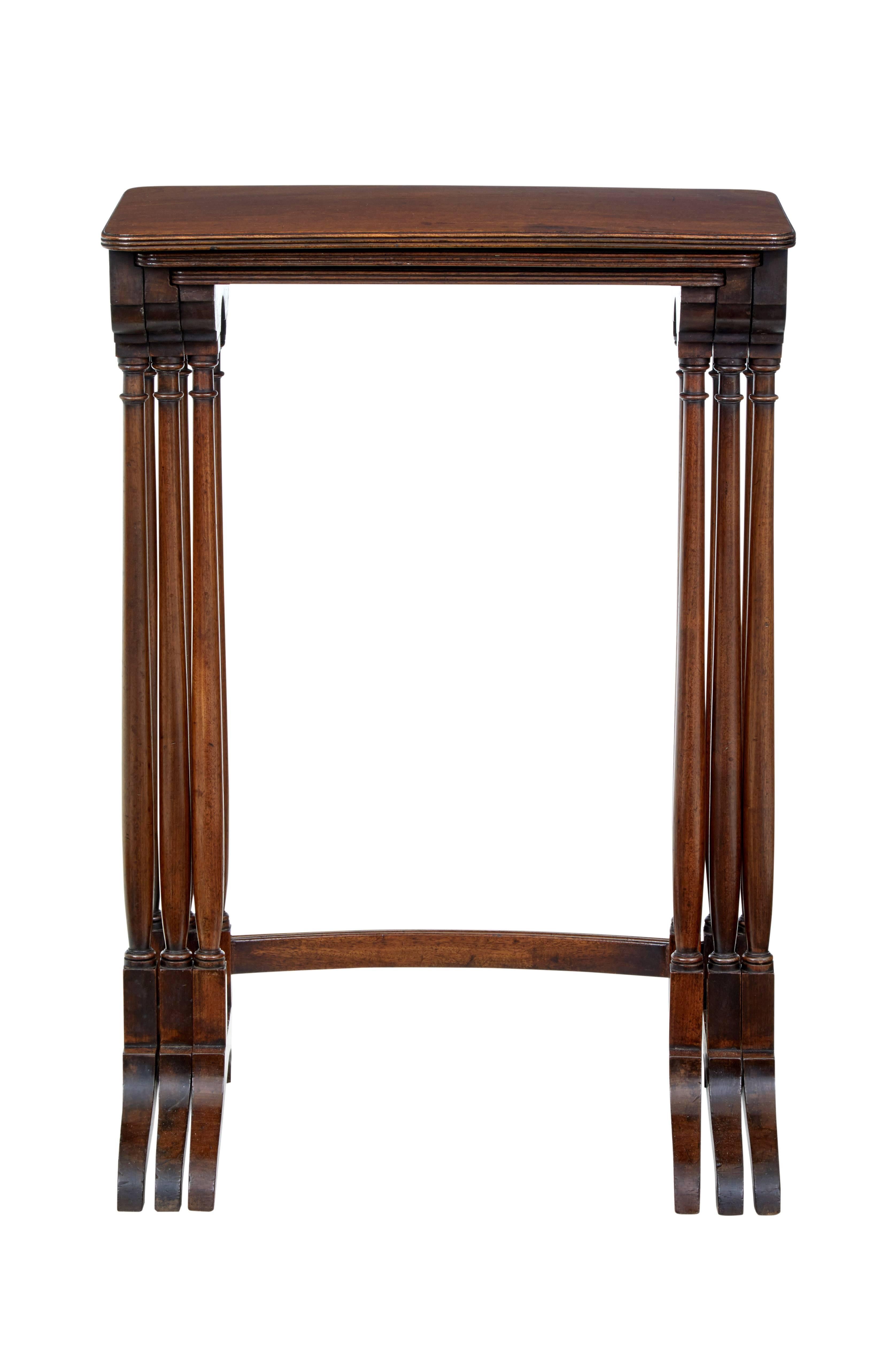 Early Victorian Nest of Three 19th Century Mahogany Tables