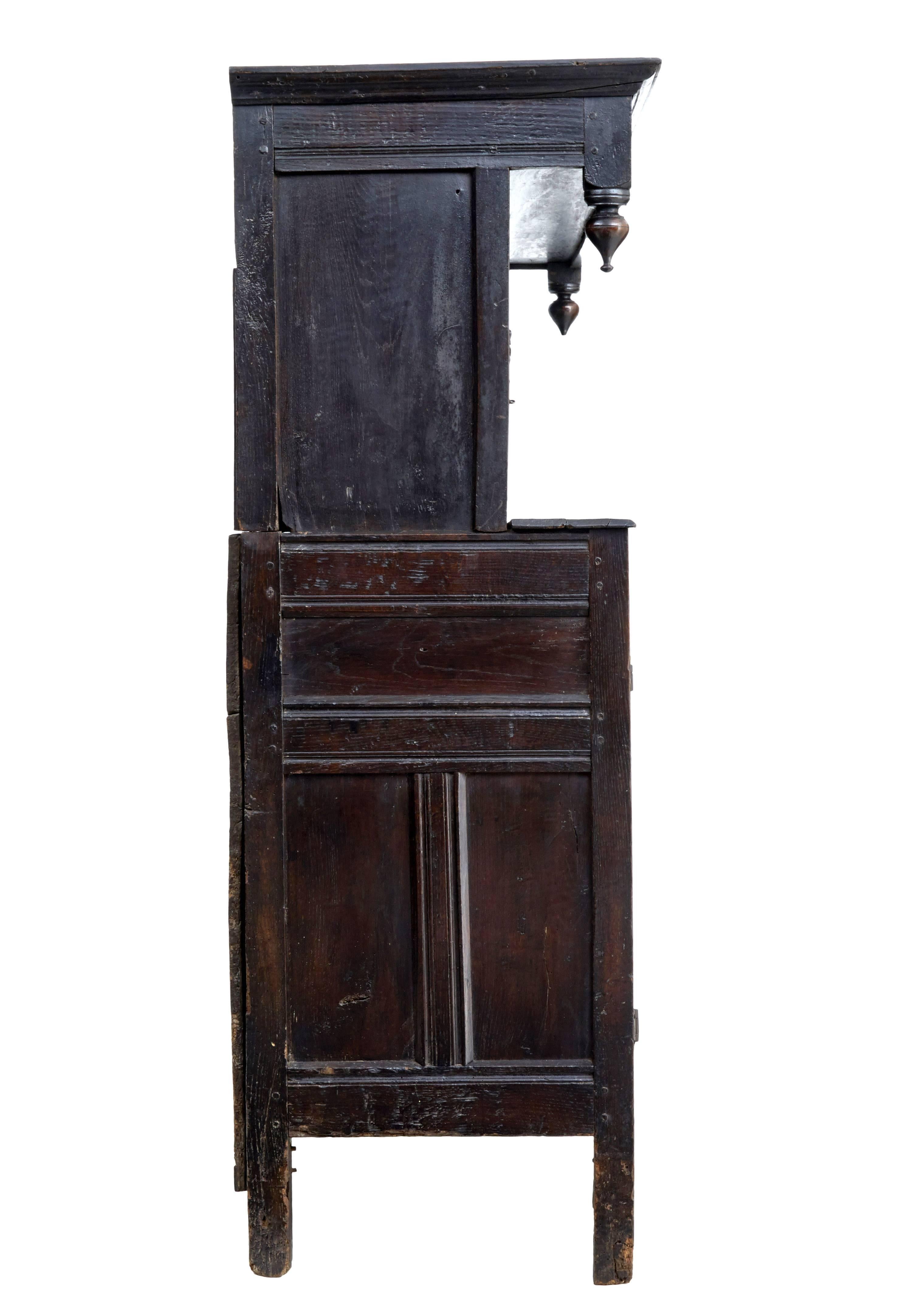Gothic 17th Century Carved Oak Court Cupboard