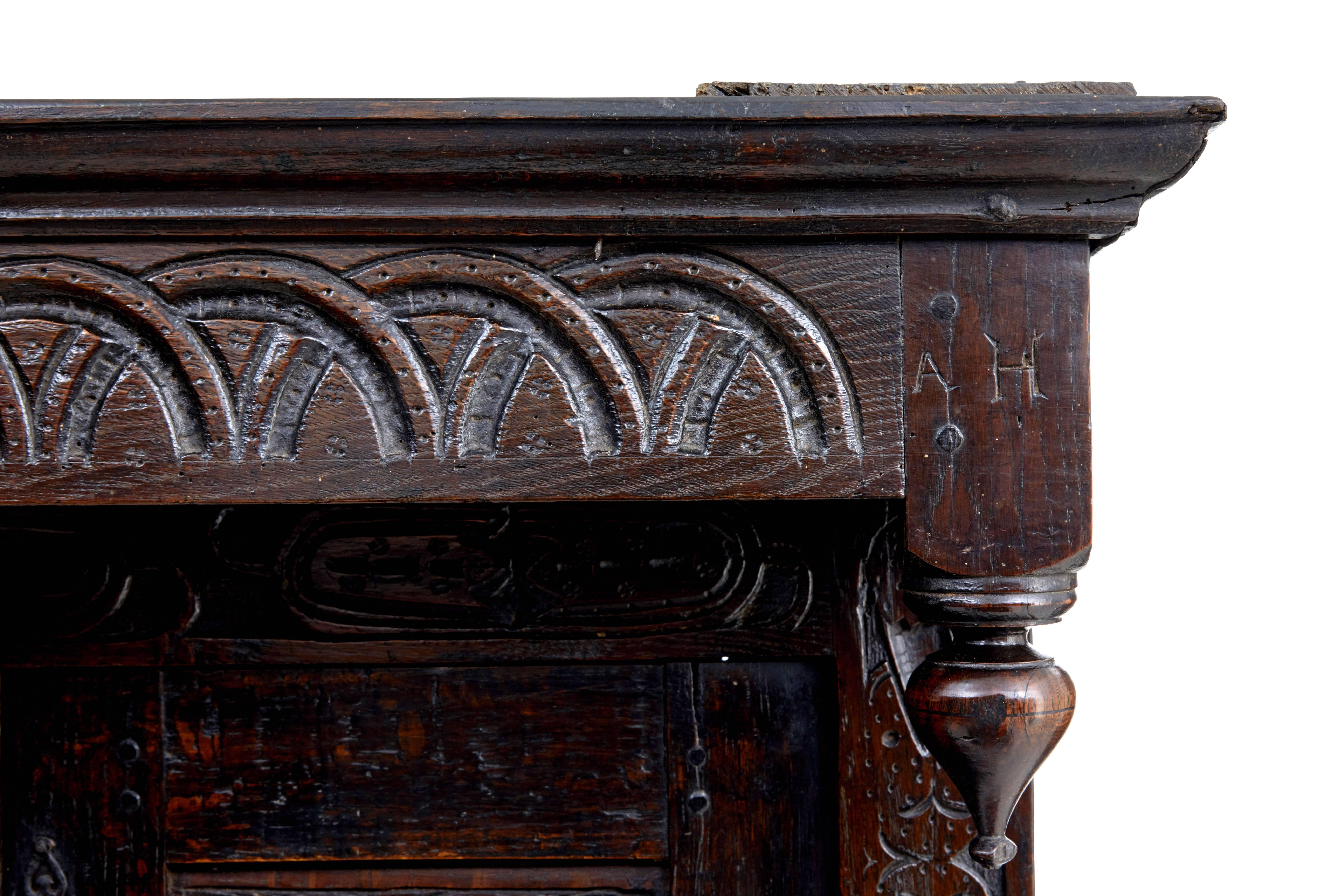 17th Century Carved Oak Court Cupboard In Good Condition In Debenham, Suffolk