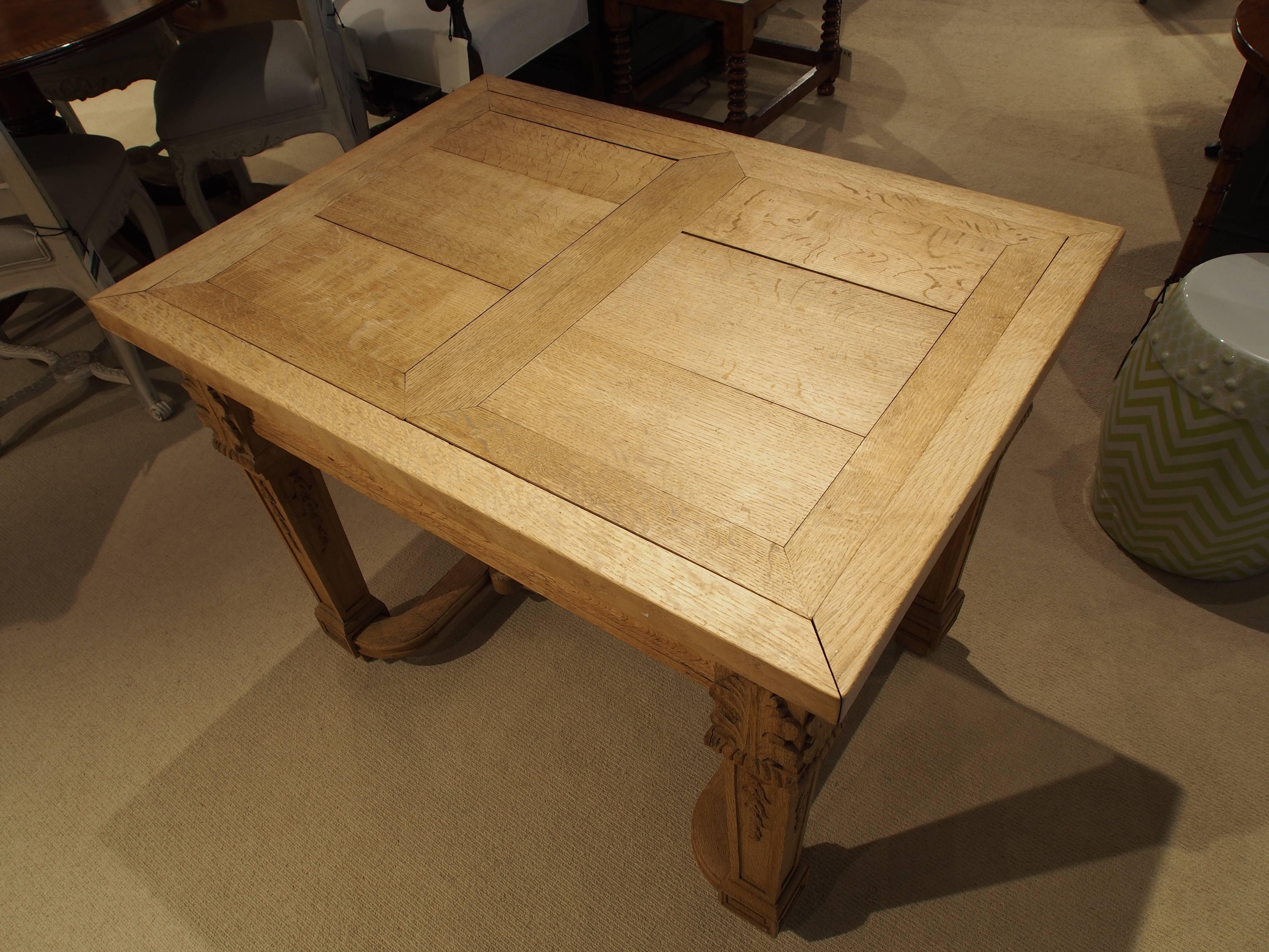 Carved Oak Writing Table Desk, circa 1900 For Sale 1