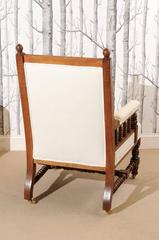 English Oak Armchair Carved Legs, Arms and Frame on Wheels