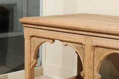 English Stripped Pine Console with Carving, circa 1950
