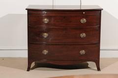 English Bow Front Chest in Mahogany with Three Drawers, circa 1890