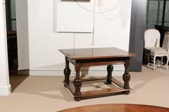 Oak Centre Table with Carved Legs and One Drawer