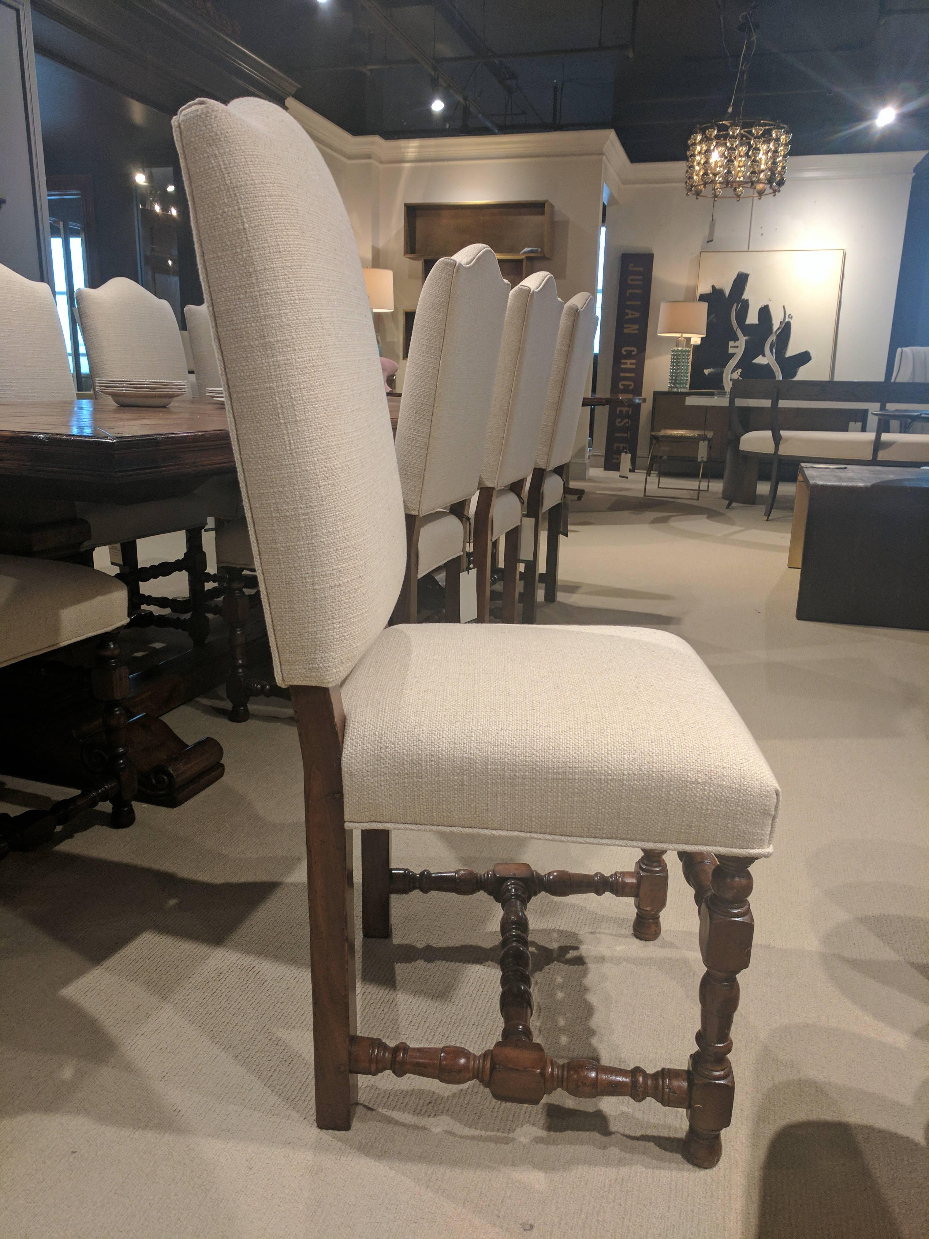 Side dining chair upholstered in Kravet fabric.