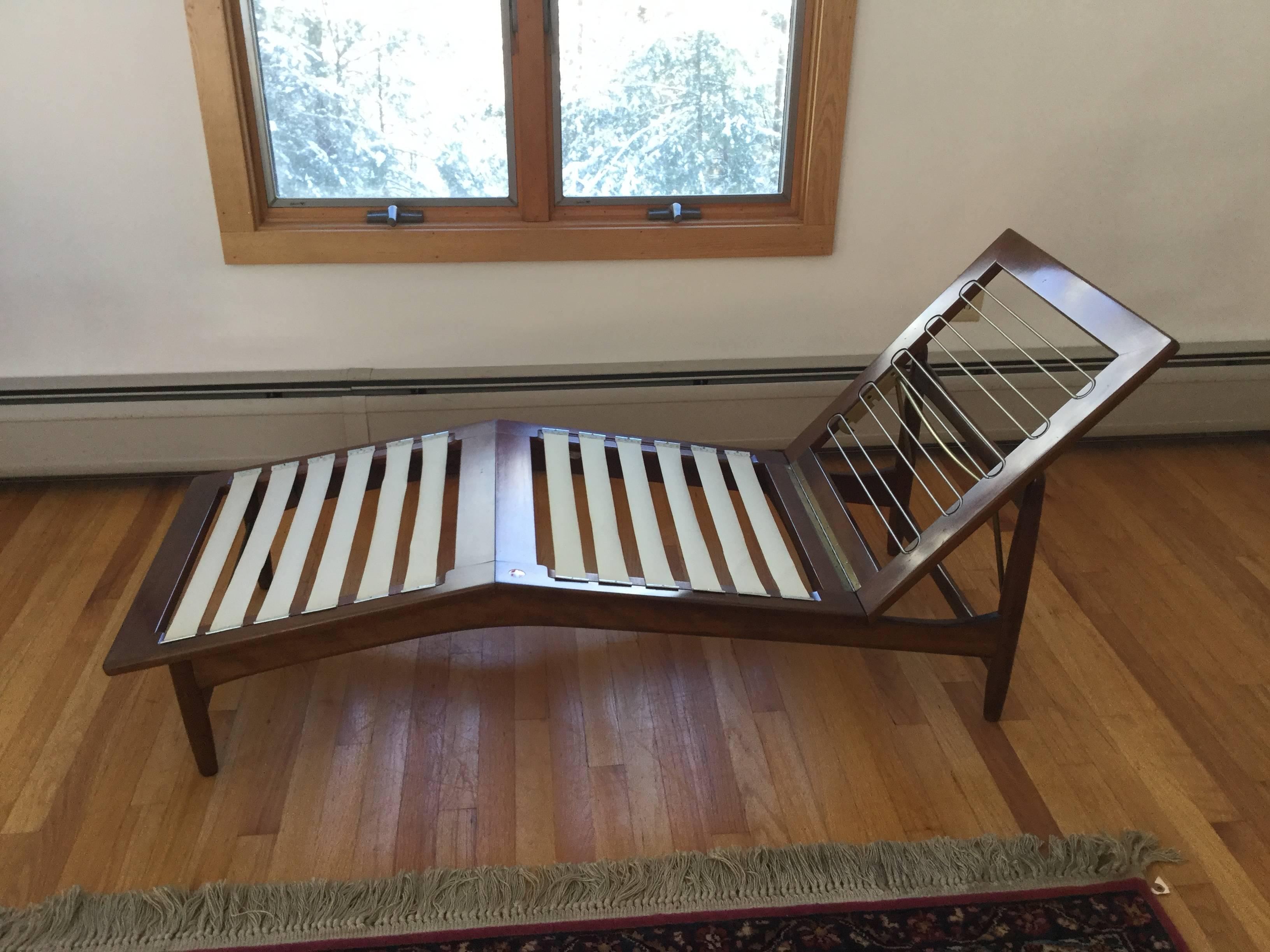 Hardwood Danish Adjustable Chaise Lounge by Kofod Laresen for Selig For Sale