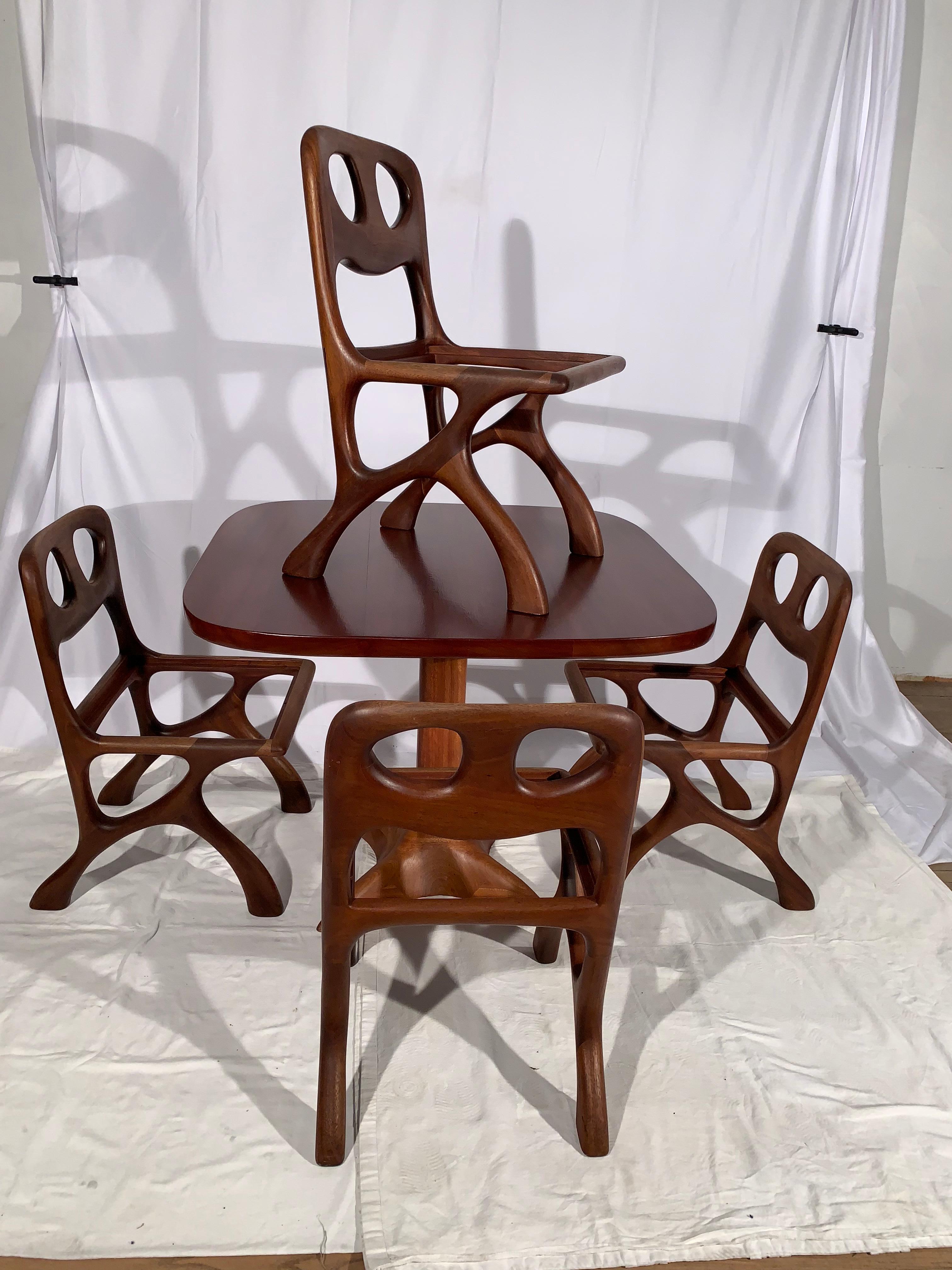 70's American craftsman walnut chairs only For Sale 5