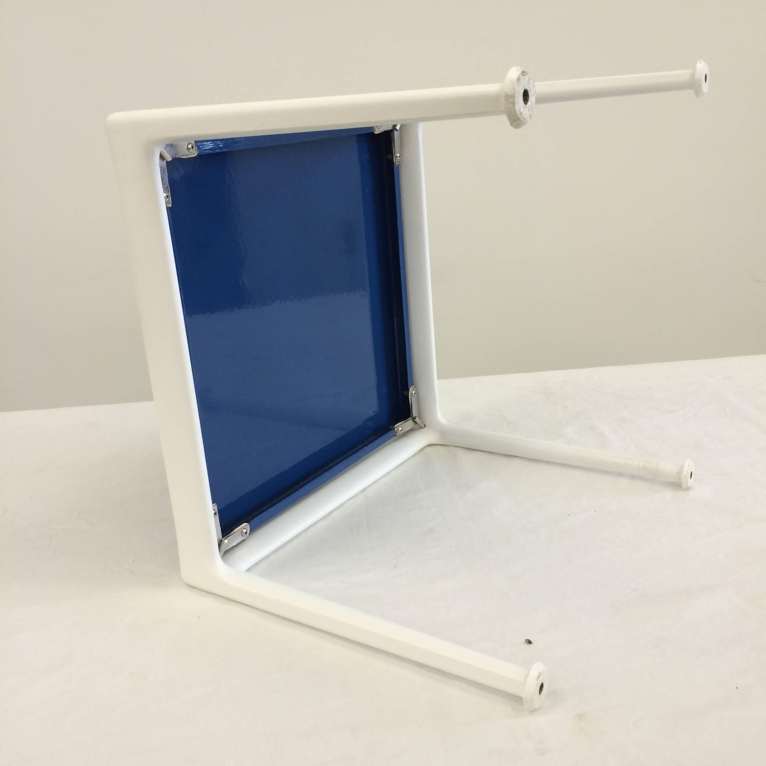 Aluminum Pair of Richard Schultz for Knoll Blue Enamel Outdoor Side Tables