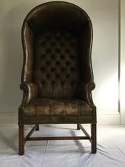 Leather Porters Chair Tufted Chesterfield Sofa Wingback