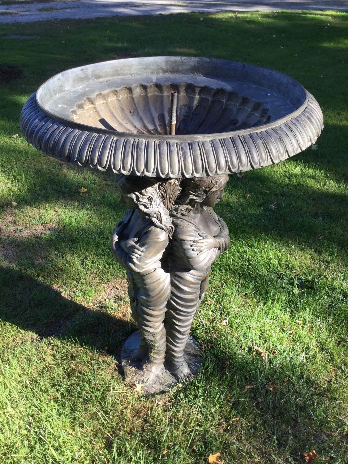 Bronze Garden Statue or Bird Bath For Sale at 1stdibs